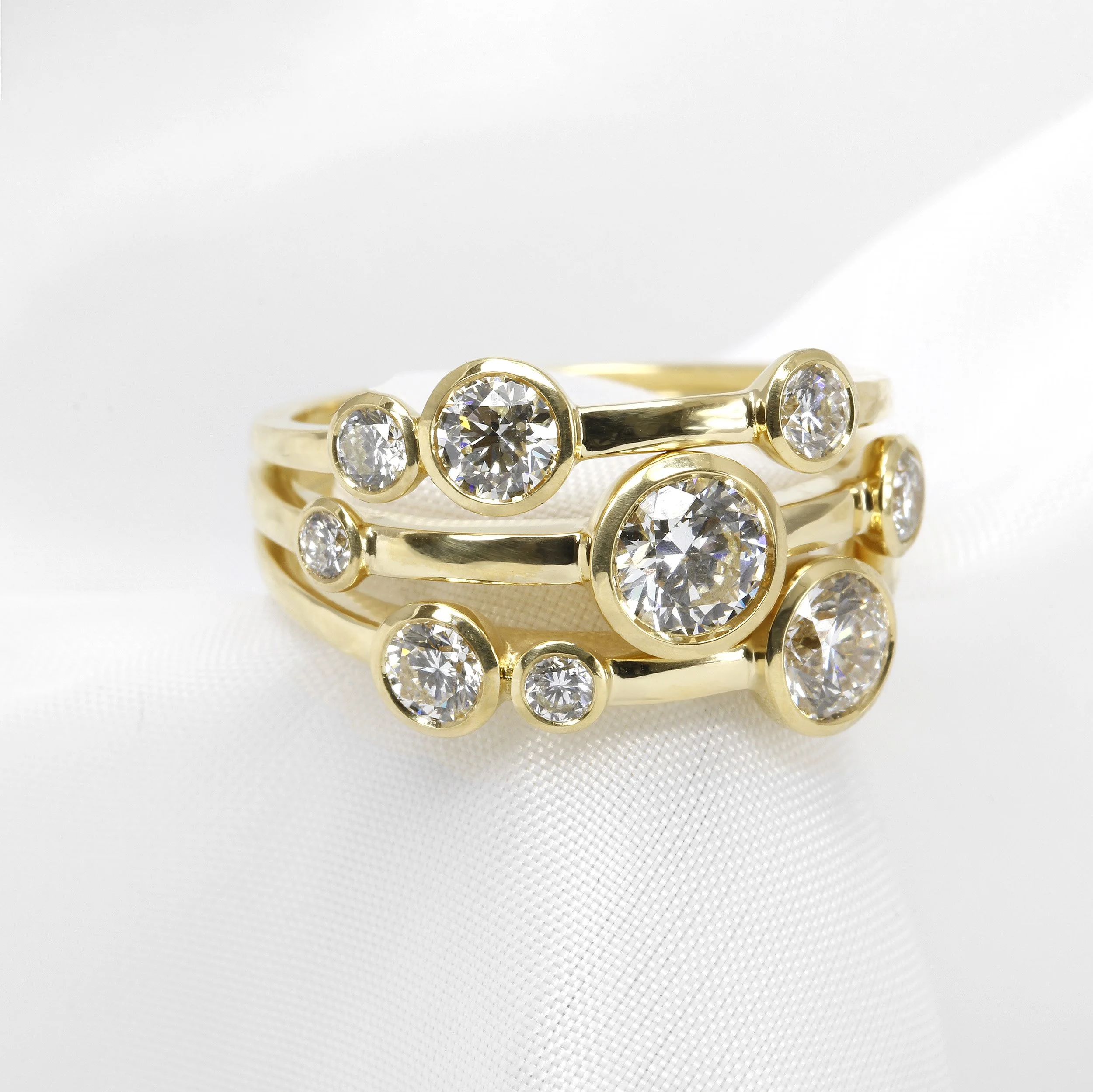Multi-Band Diamond Ring in Yellow Gold