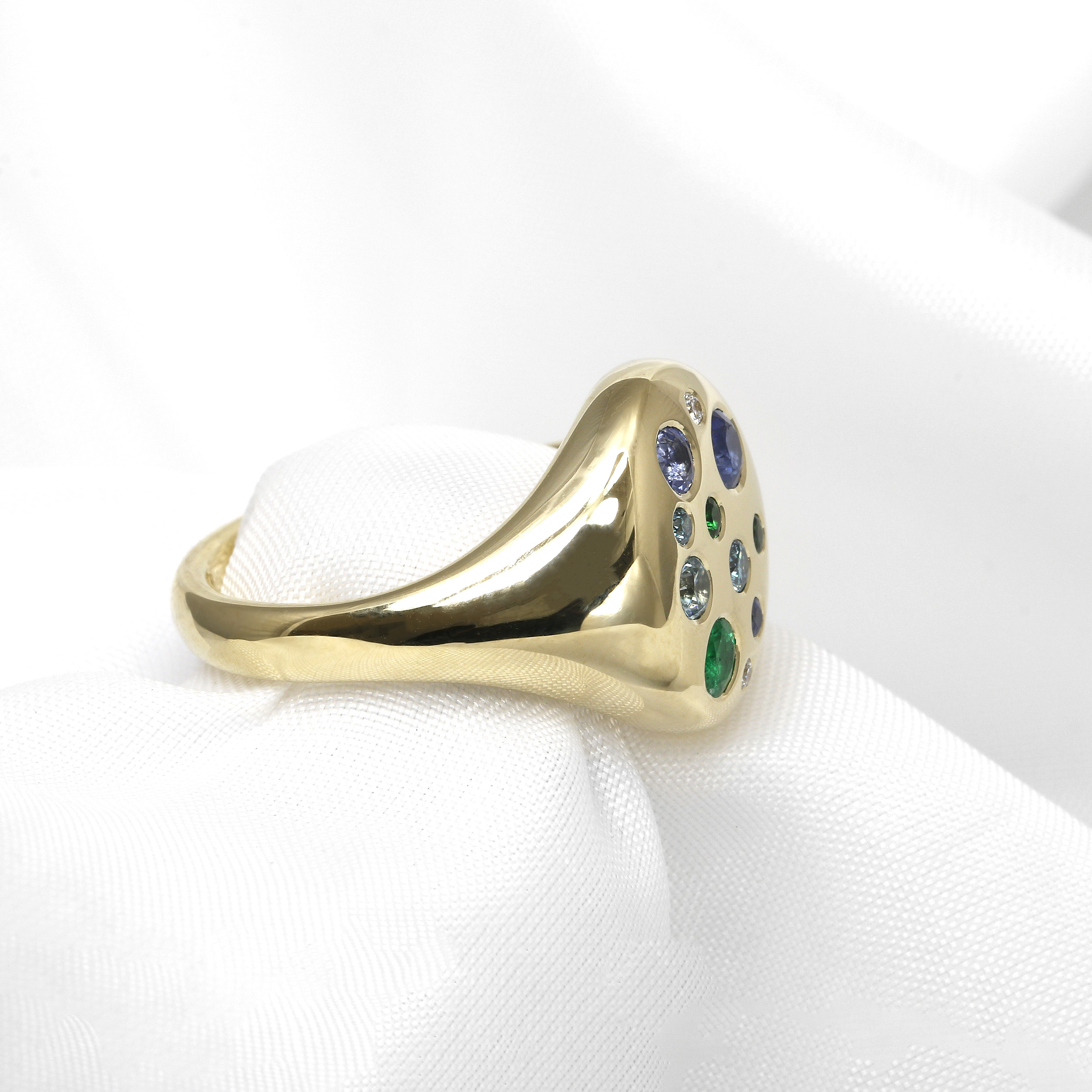 Multi-Stone Set Signet Ring in 9ct Yellow Gold