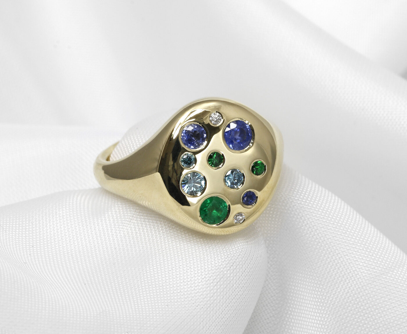 Multi-Stone Set Signet Ring in 9ct Yellow Gold