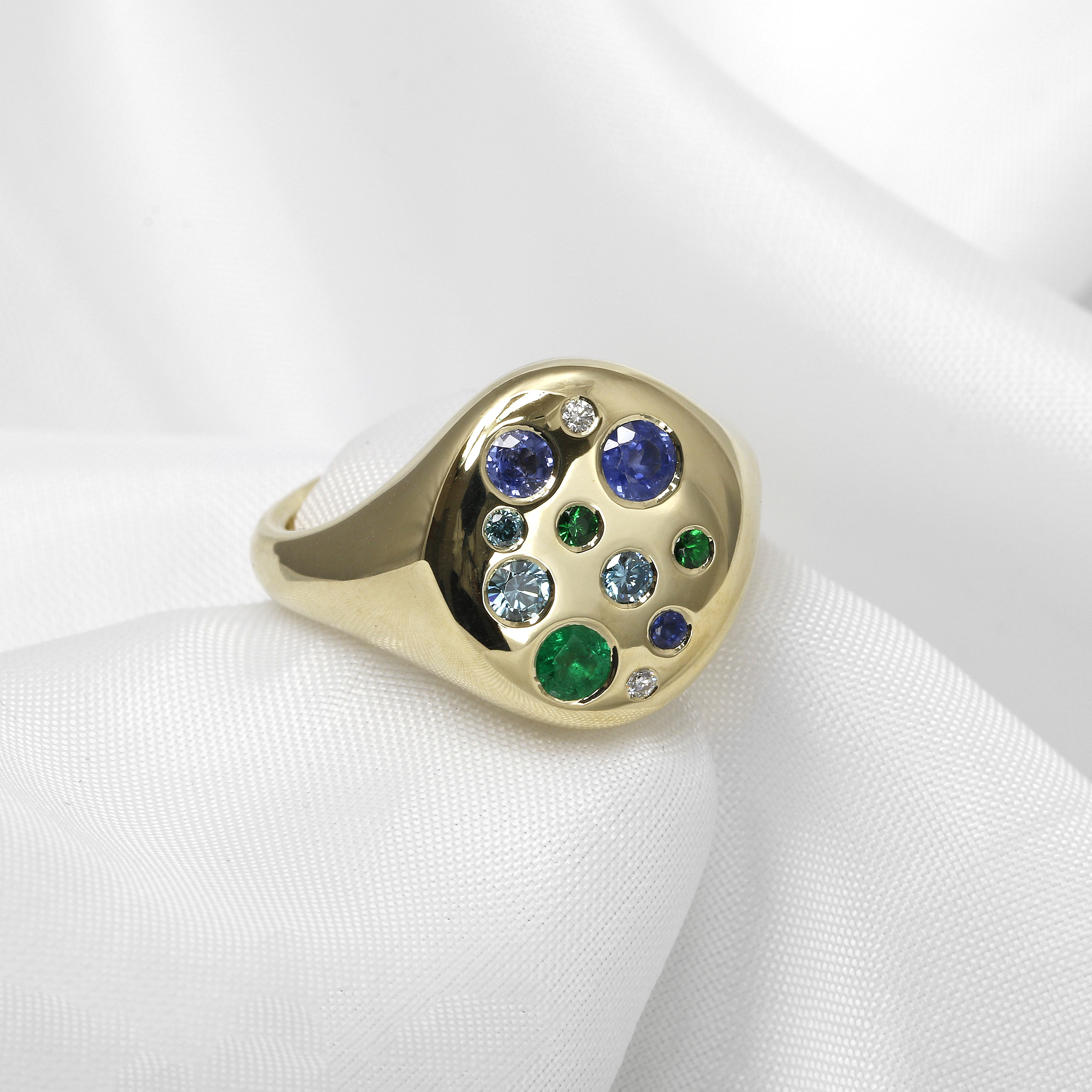 Multi-Stone Set Signet Ring in 9ct Yellow Gold
