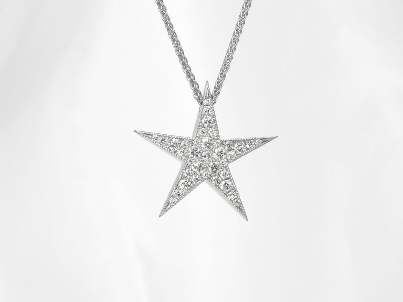 Medium Diamond Set Star Pendant in 9ct White Gold