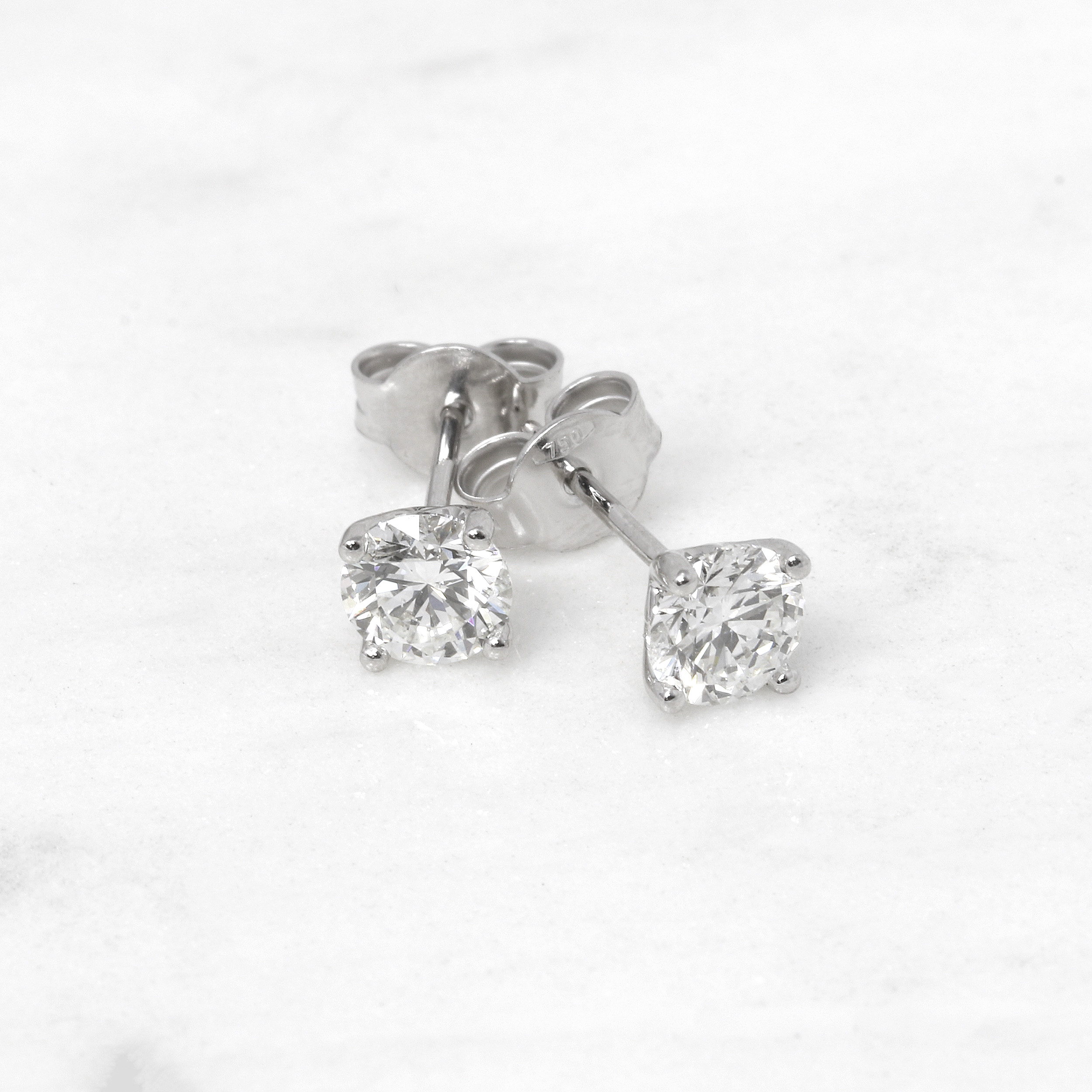 1.24ct Diamond Solitaire Stud earrings in 18ct White Gold