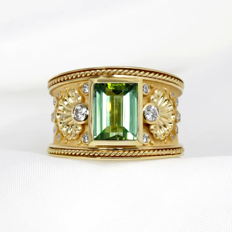 Tourmaline & Diamonds in Yellow Gold. February 2024.
