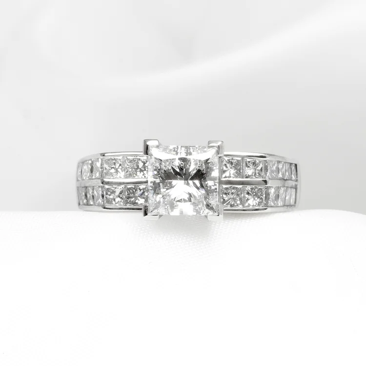 August 2023 - Lab-Created Princess Cut Diamond with Natural Diamond Shoulders in Platinum