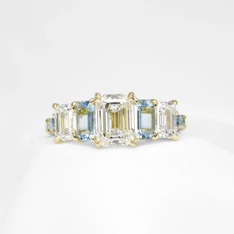 August 2024 - Aquamarine and Diamonds in Yellow Gold