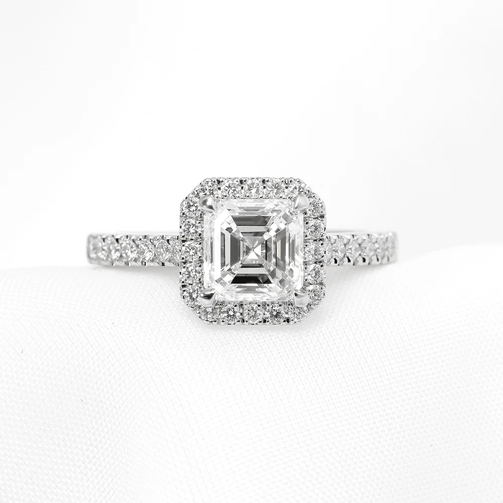 December 2022 - Lab-Created Asscher Cut Diamond with Round Diamonds in Platinum 1