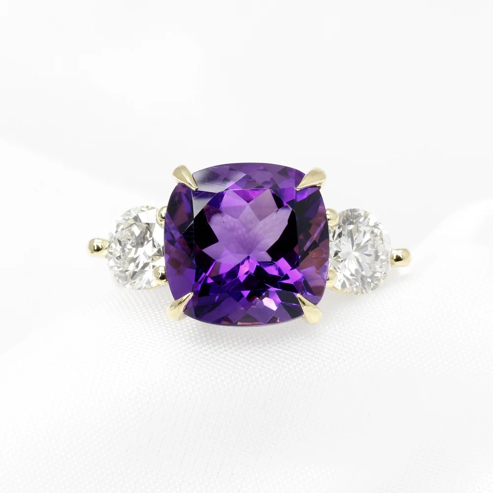 December 2023 - Amethyst and Diamonds in Yellow Gold