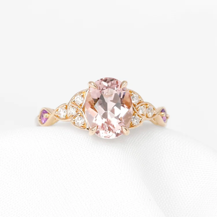 February 2024 - Morganite, Diamond and Amethyst in Rose Gold