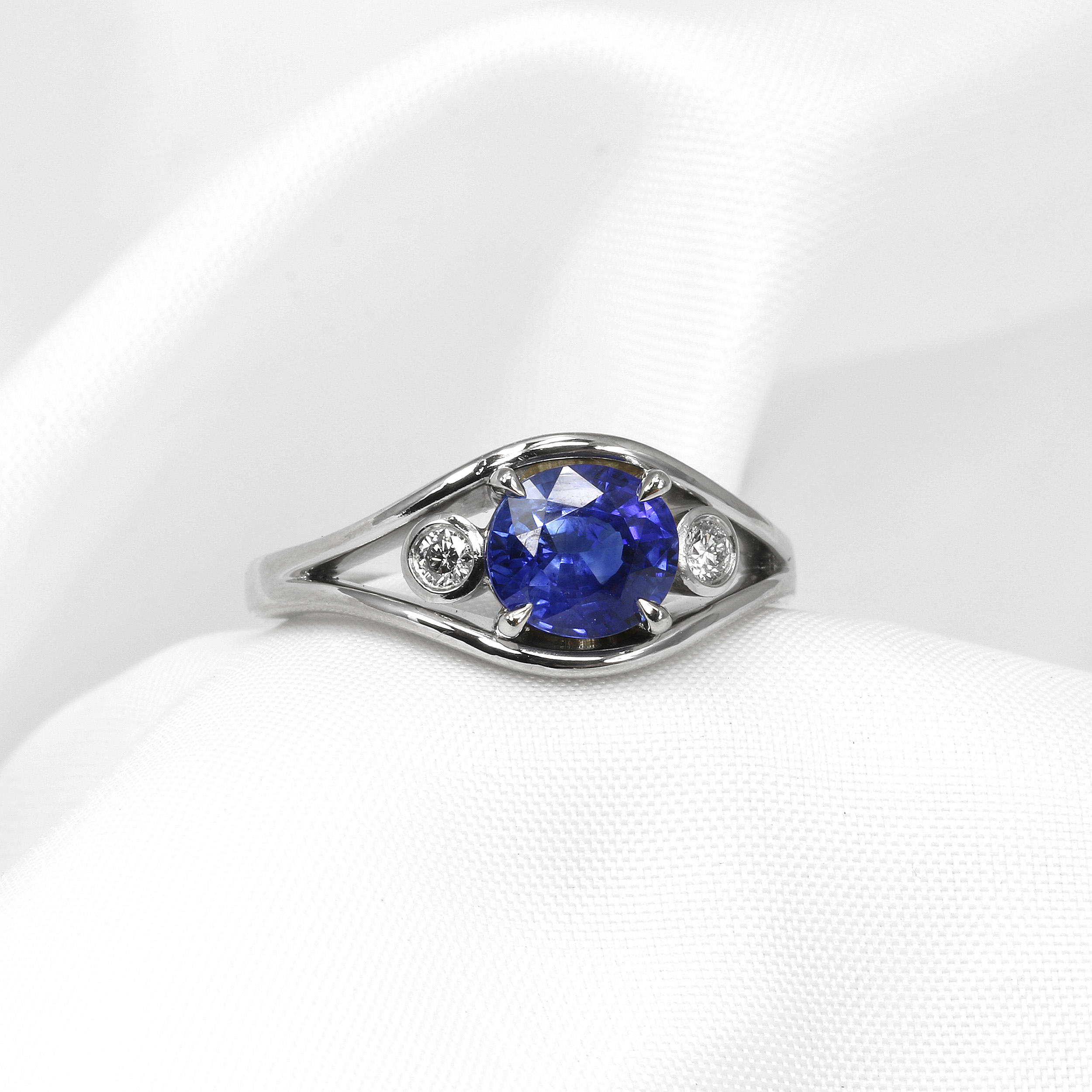 Sapphire and Diamond Ring in Platinum