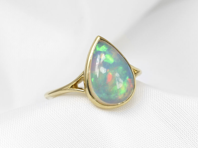 Pear Shape Opal Ring in 9ct Yellow Gold