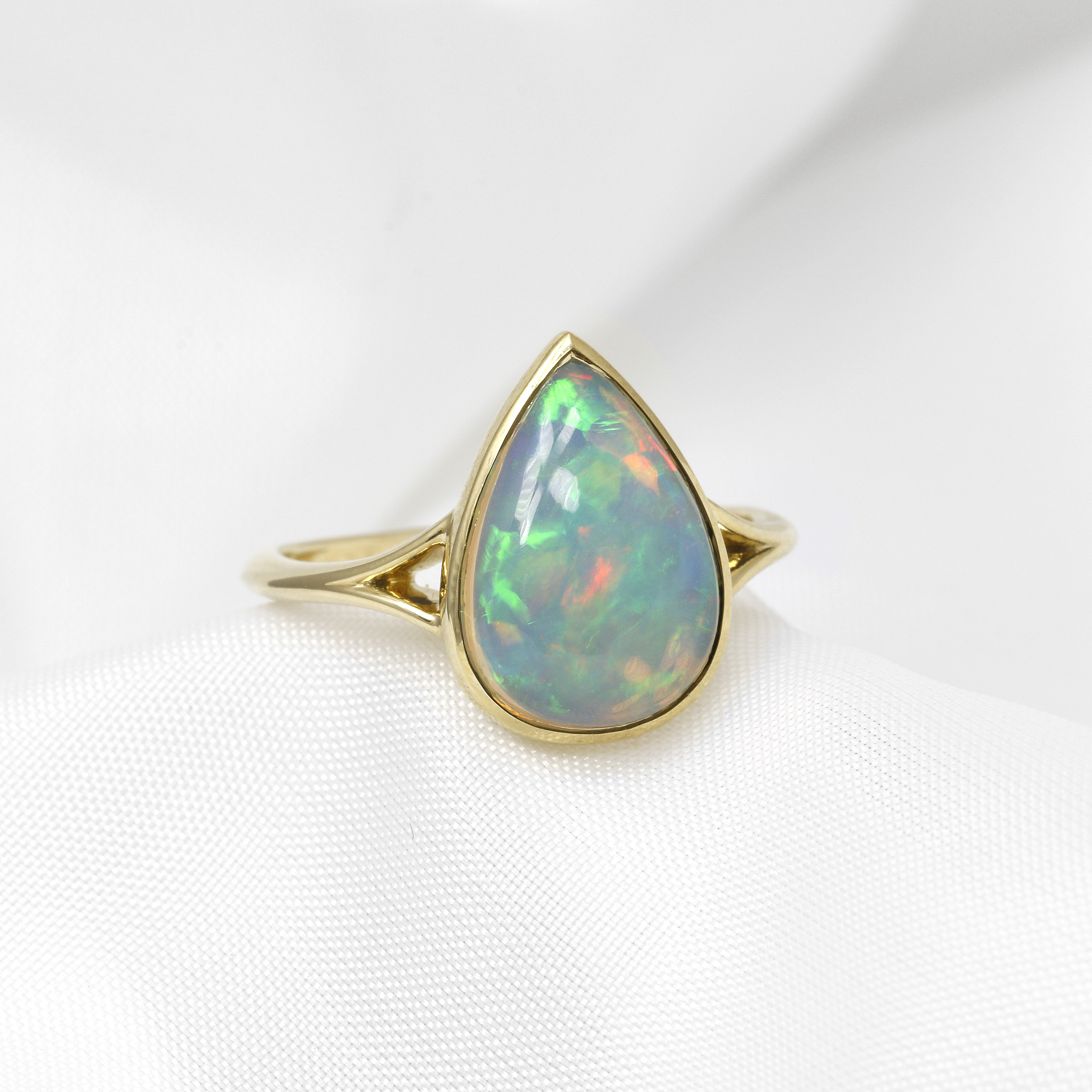 Pear Shape Opal Ring in 9ct Yellow Gold
