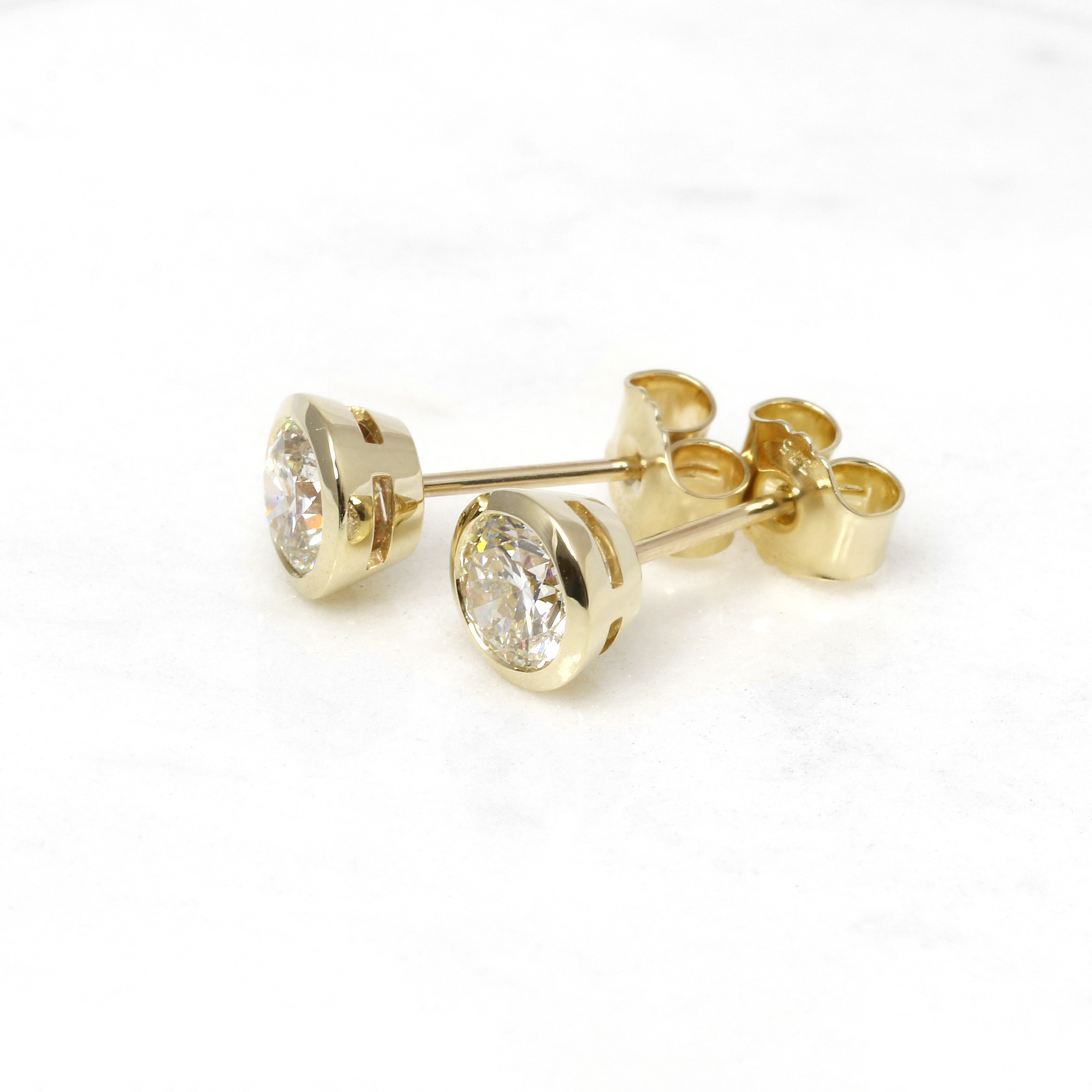 1.40ct Diamond Solitaire Stud Earrings in Yellow Gold