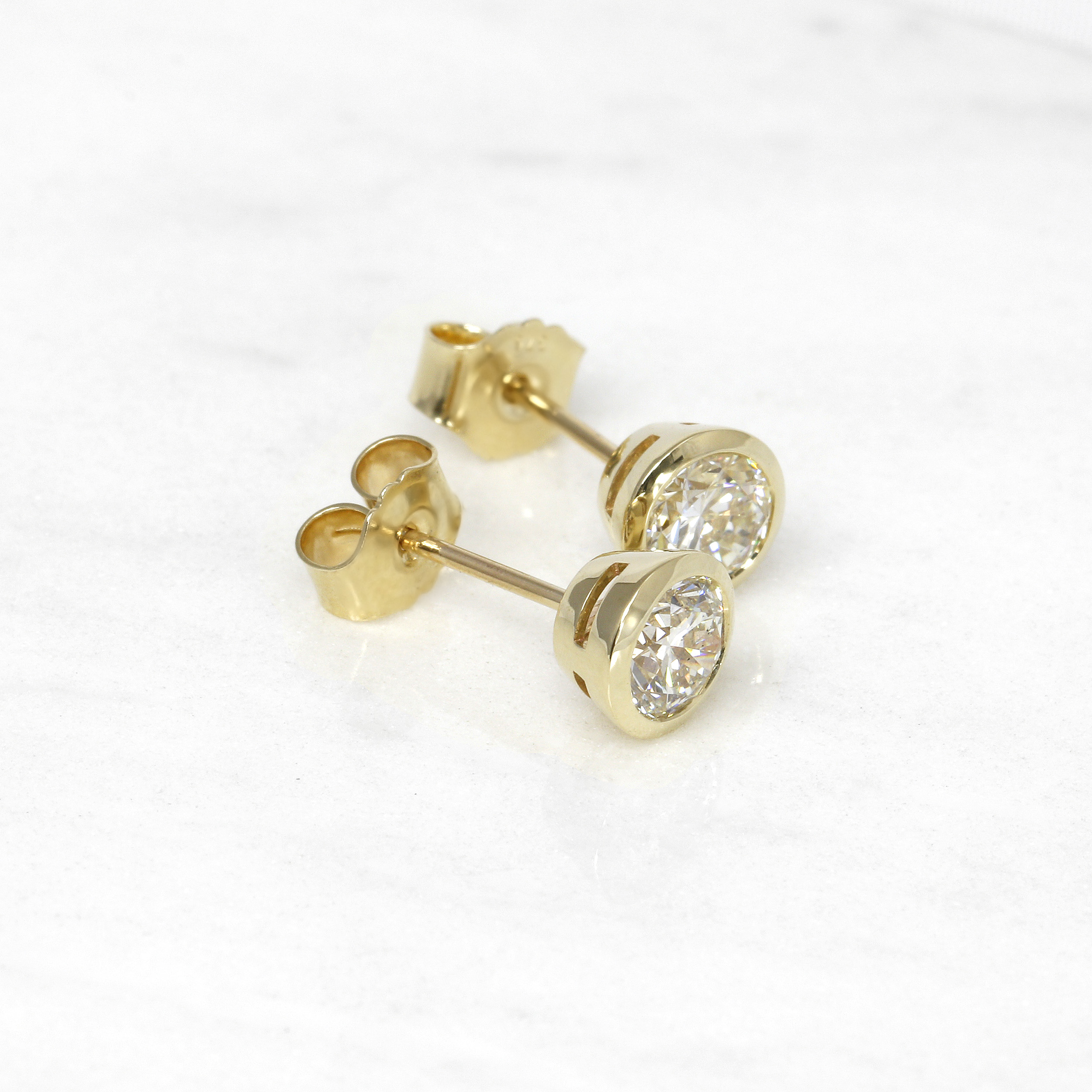 1.40ct Diamond Solitaire Stud Earrings in Yellow Gold