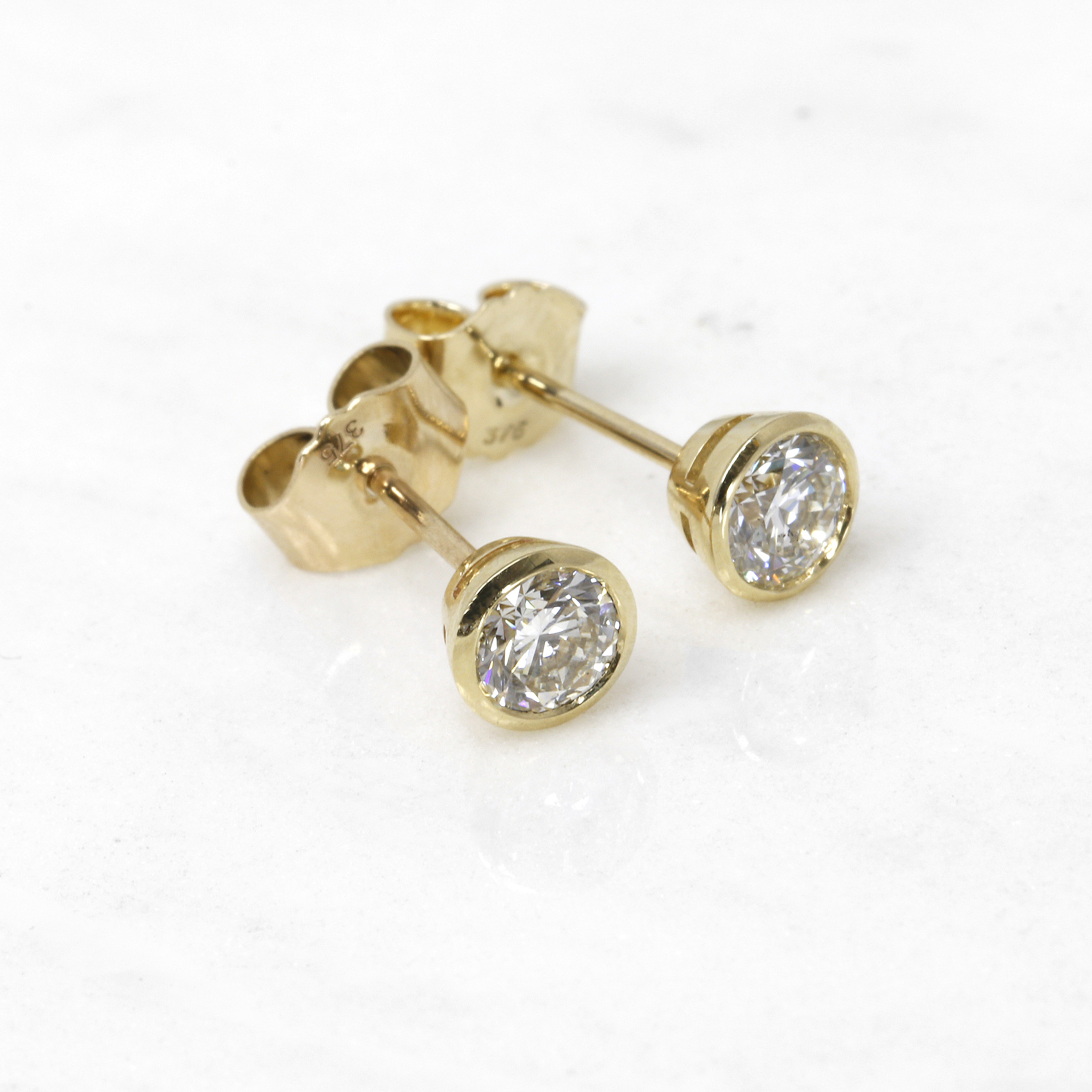 0.80ct Diamond Solitaire Stud Earrings in Yellow Gold