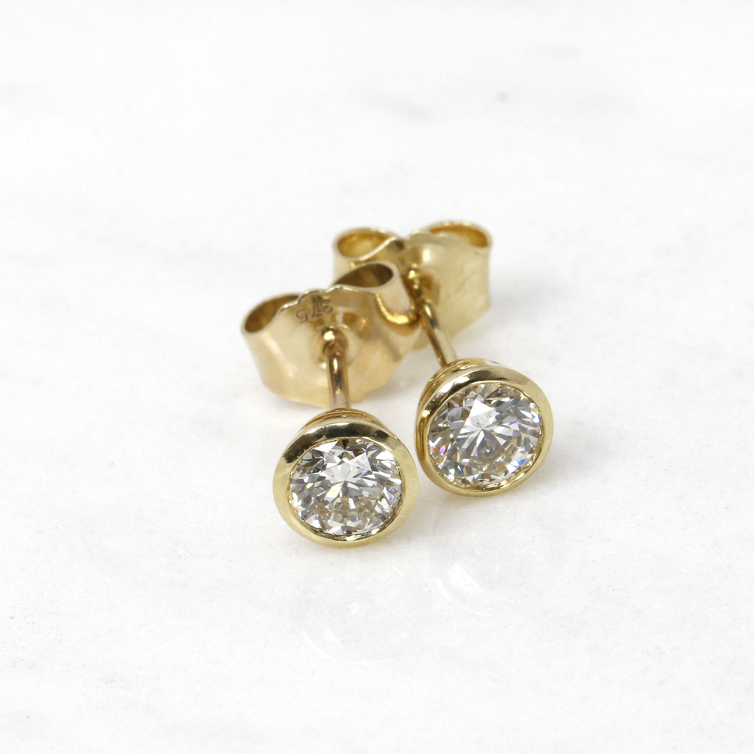 0.80ct Diamond Solitaire Stud Earrings in Yellow Gold