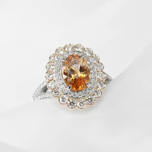 January 2022 - Orange Sapphire & Diamonds in 18ct Yellow, White & Rose Gold