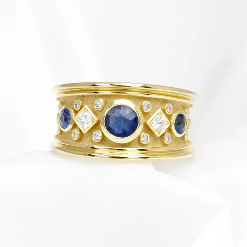 July 2023 - Customer's Sapphire and Round Diamonds in Yellow Gold 1