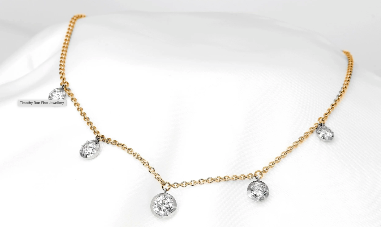 June 2024 - 2.58ct Diamonds Georgian Cut Down Set Necklace in Platinum & Yellow Gold