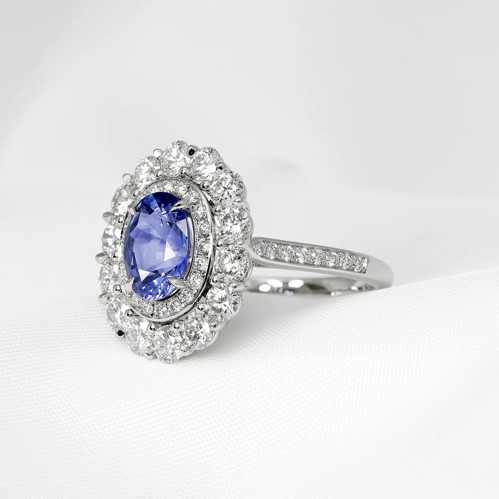 June 2024 - Blue Sapphire and Round Diamonds in Platinum 1