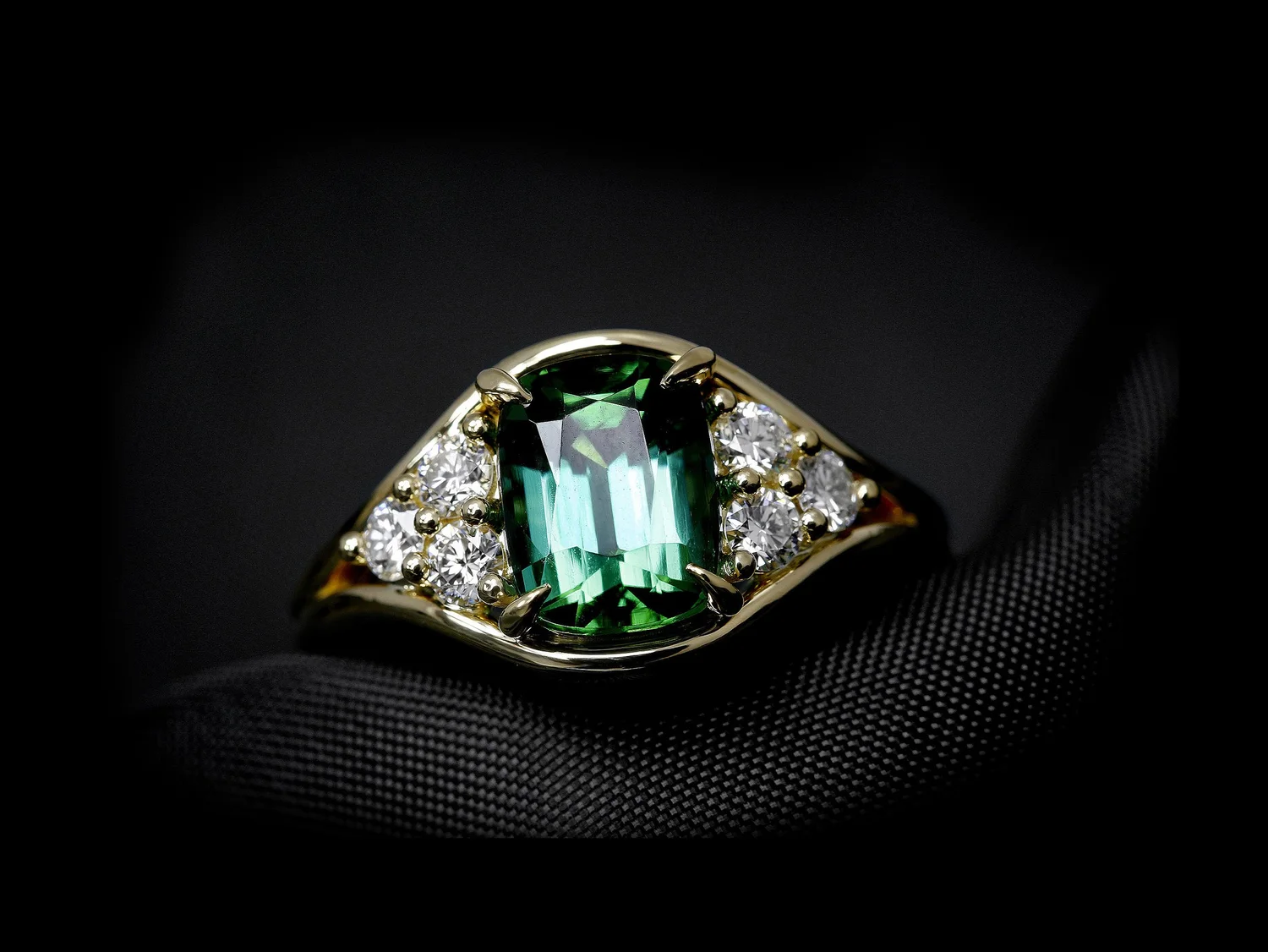 March 2023 - Tourmaline and Diamonds in Yellow Gold