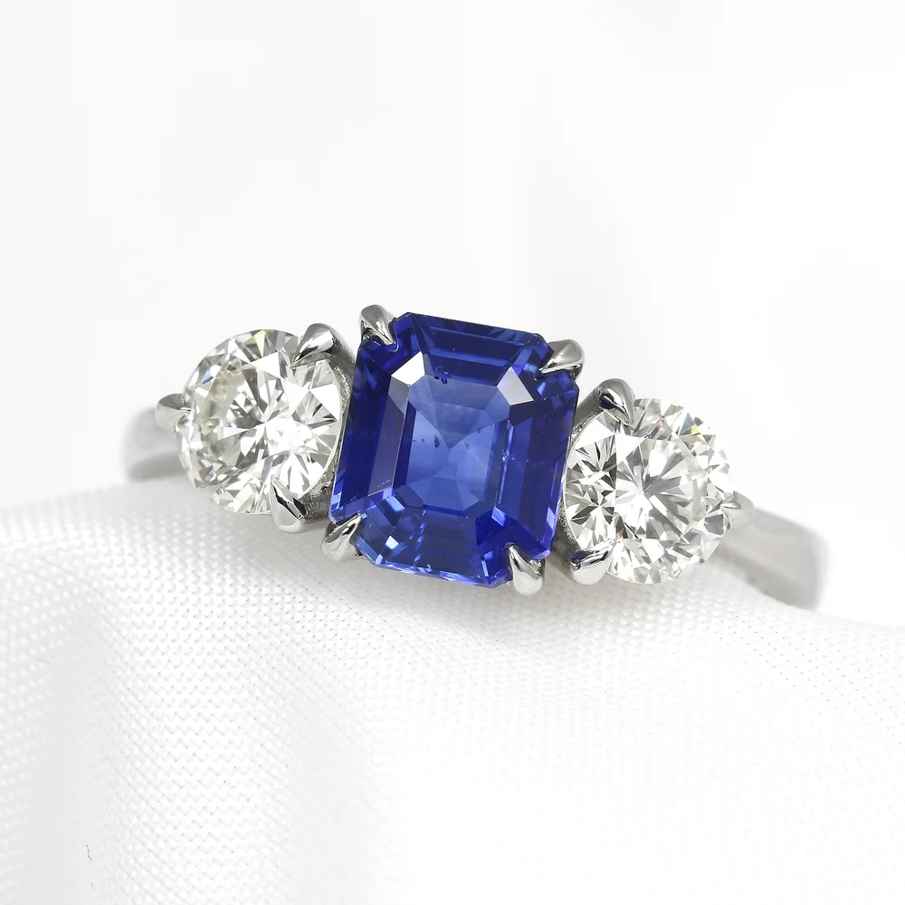 May 2023 - Blue Sapphire with Diamonds in Platinum