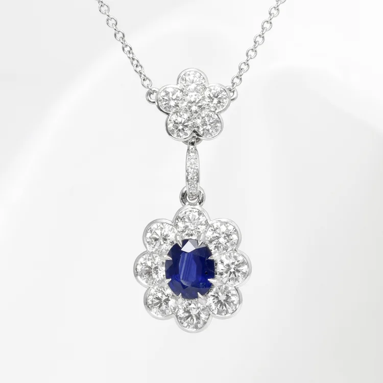 May 2024 - Blue Sapphire and Round Brilliant Diamonds in White Gold