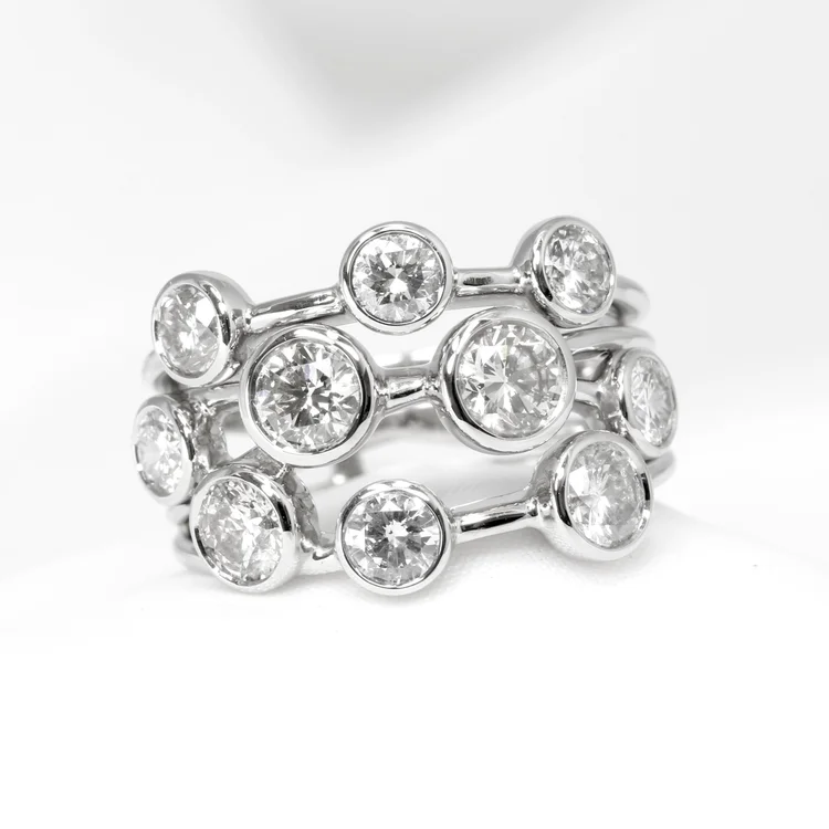 Multi-Band Ring Set with Round Brilliant Diamonds