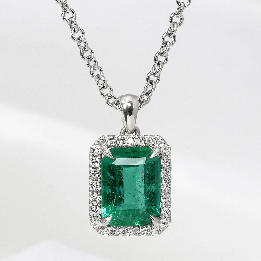 November 2024 - Emerald & Diamond Pendant in White Gold
