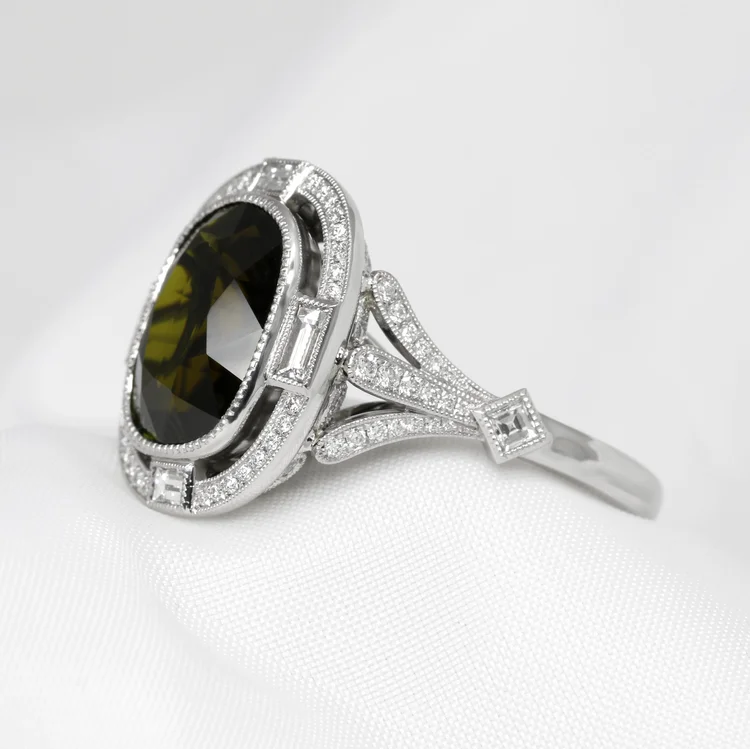 October 2024 - Green Tourmaline and Diamonds in Platinum