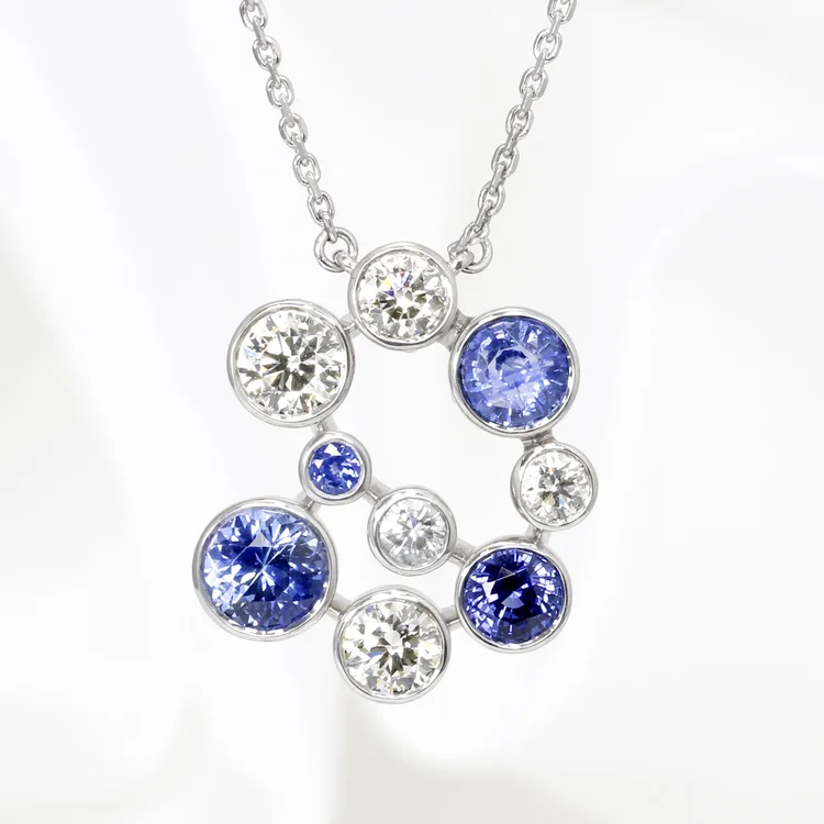 Sapphire and Diamonds in White Gold
