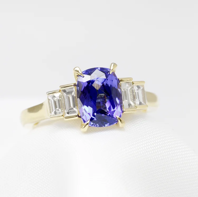 September 2022 - Tanzanite and Diamonds in Yellow Gold