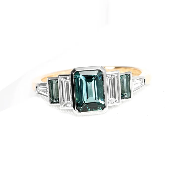 September 2023 - Tourmaline & Diamond in Platinum with Yellow Gold