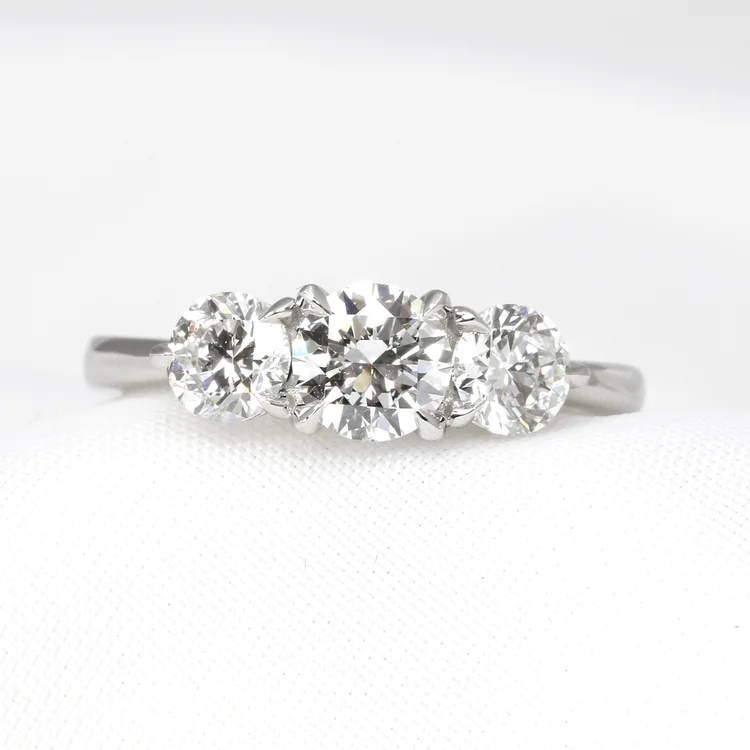 Three Stone Diamond Ring In Platinum
