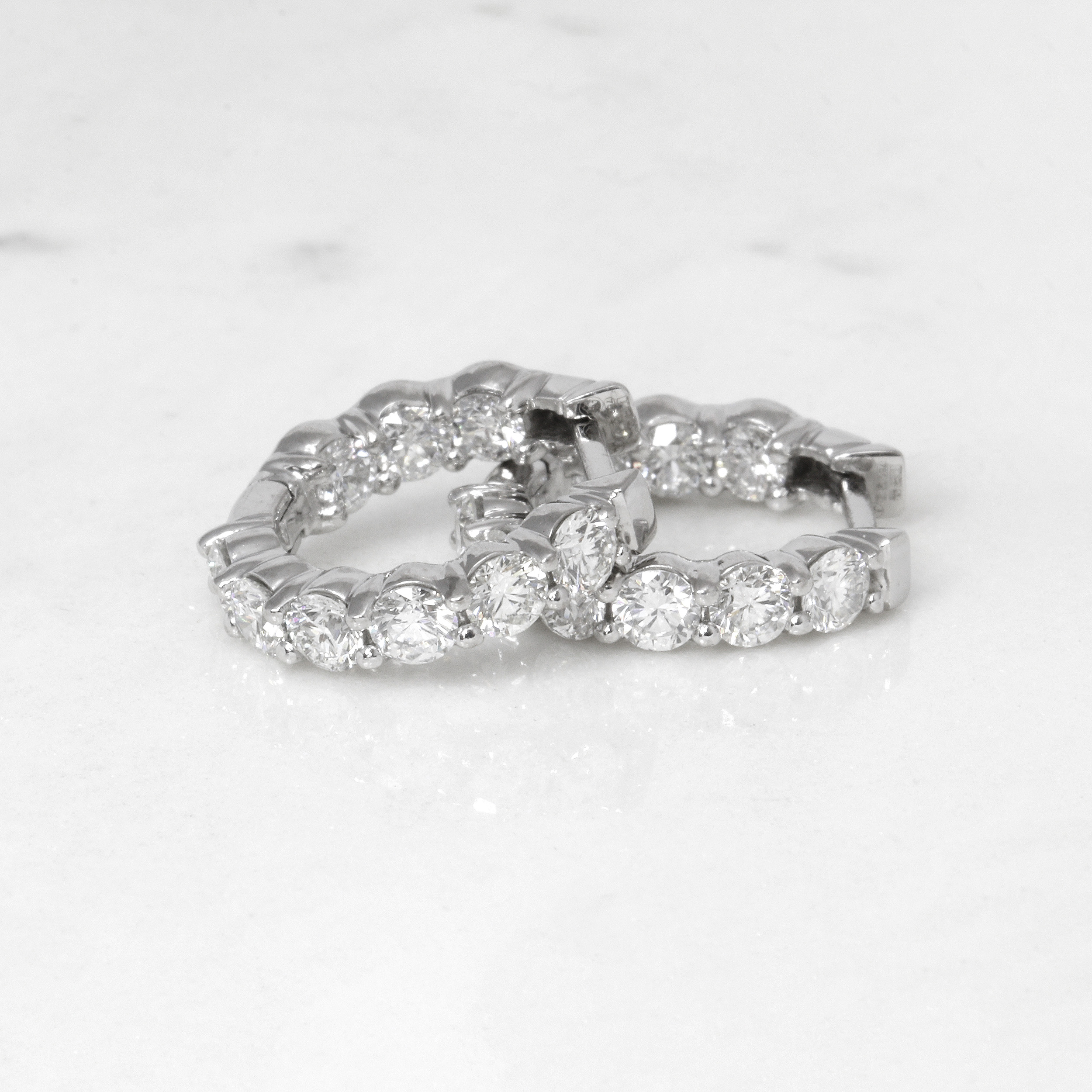 Front and Back Diamond Set Hoop Earrings in 18ct White Gold