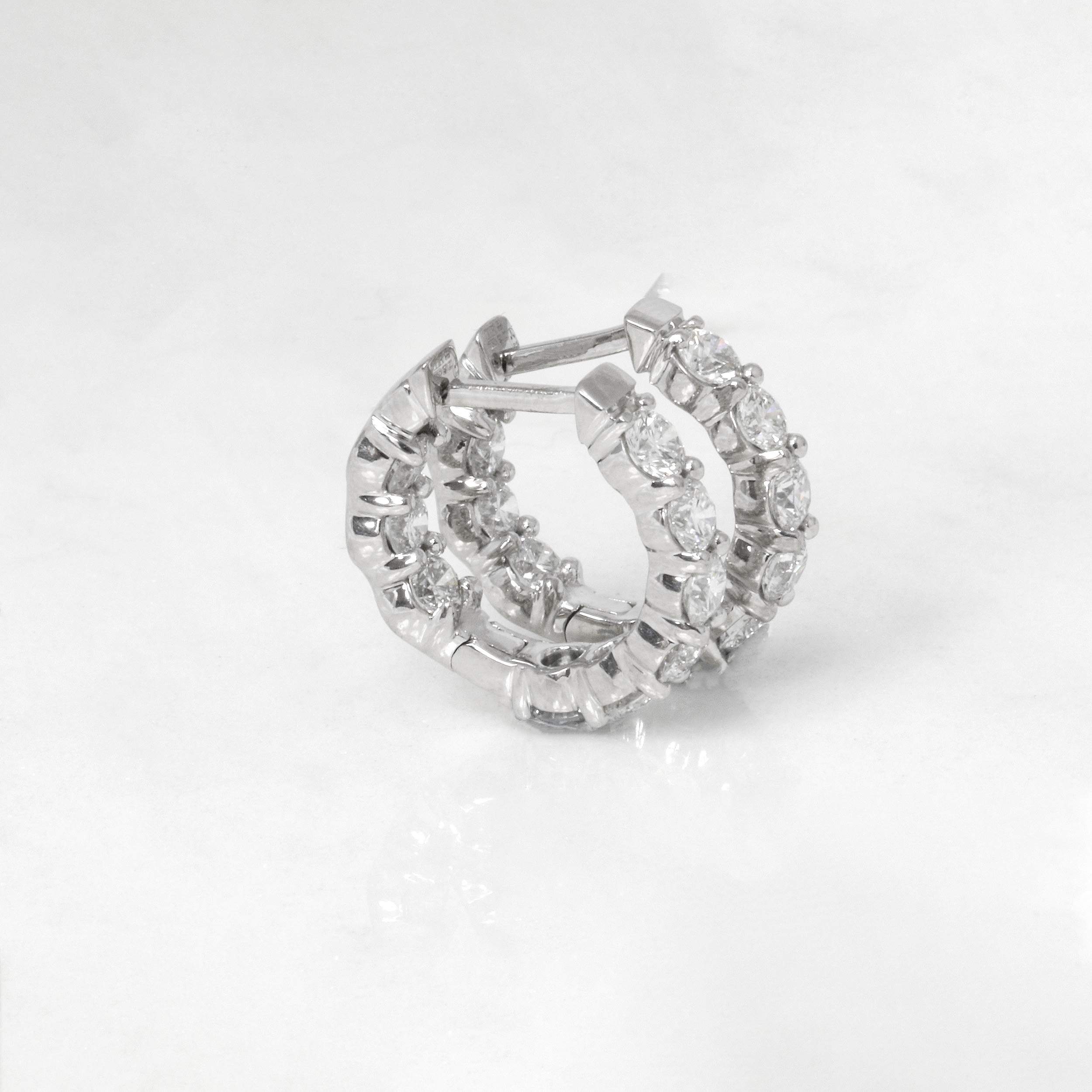 Front and Back Diamond Set Hoop Earrings in 18ct White Gold