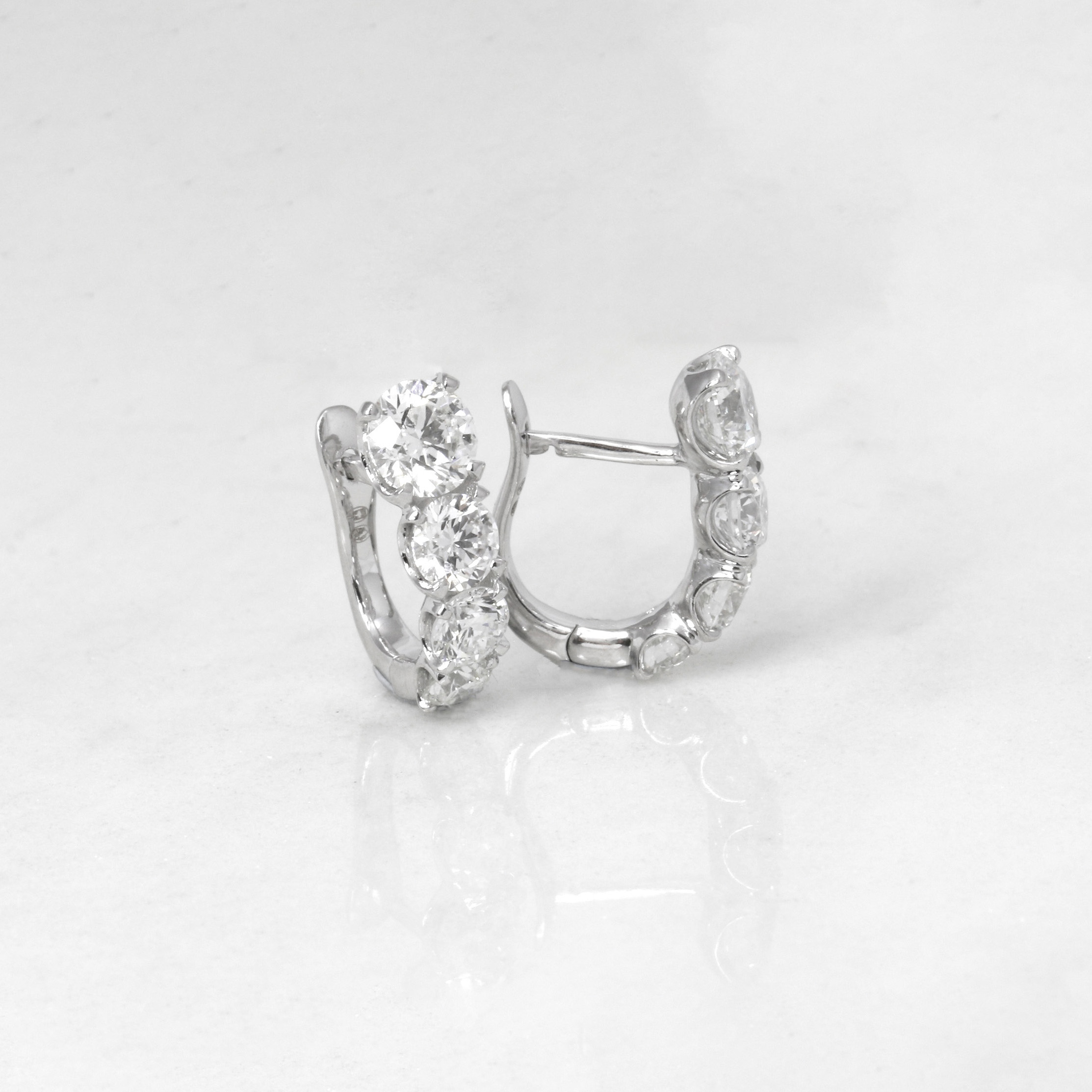 Graduated Diamond Half Hoop Earrings in 18ct White Gold