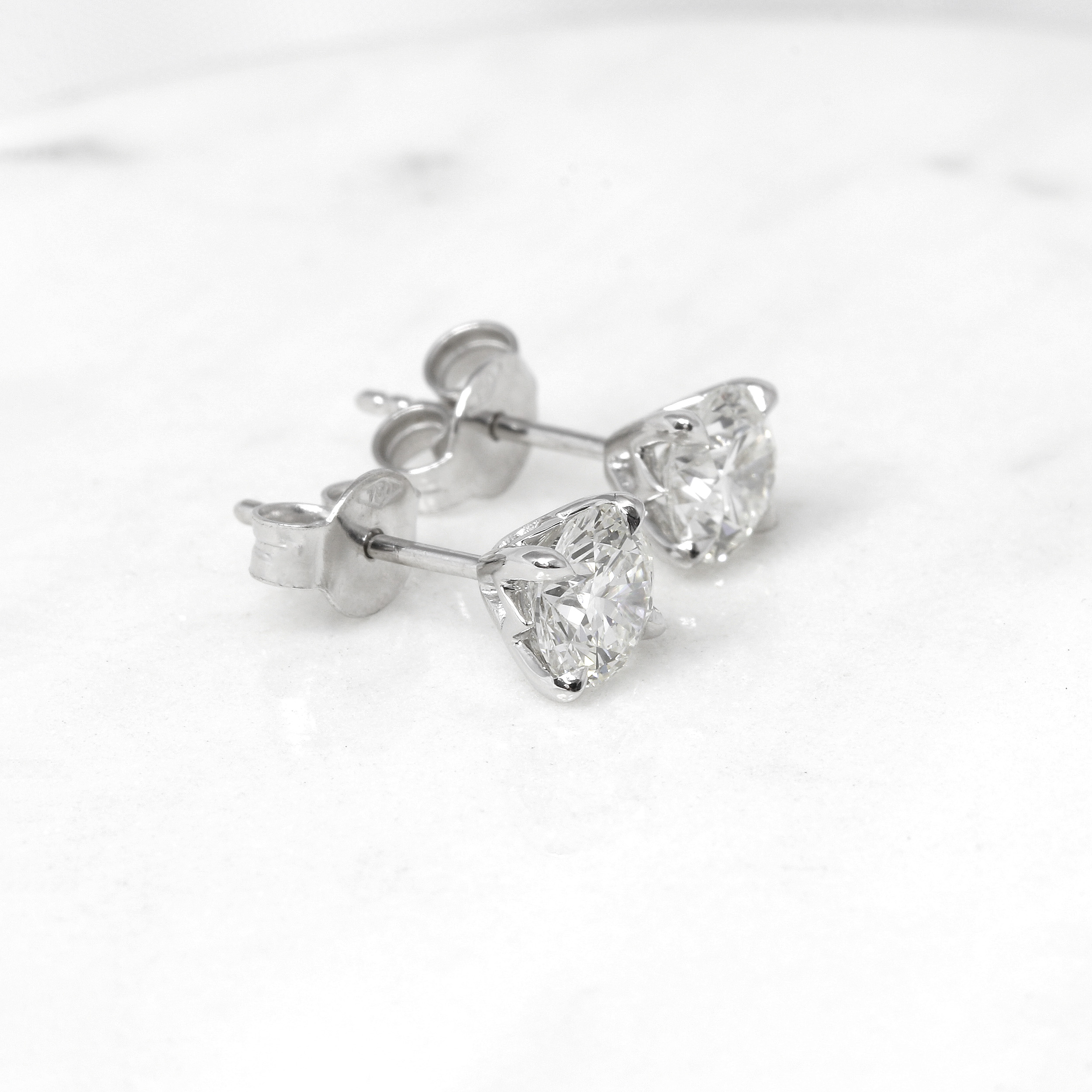 1.60ct Diamond Solitaire Stud Earrings in 18ct White Gold