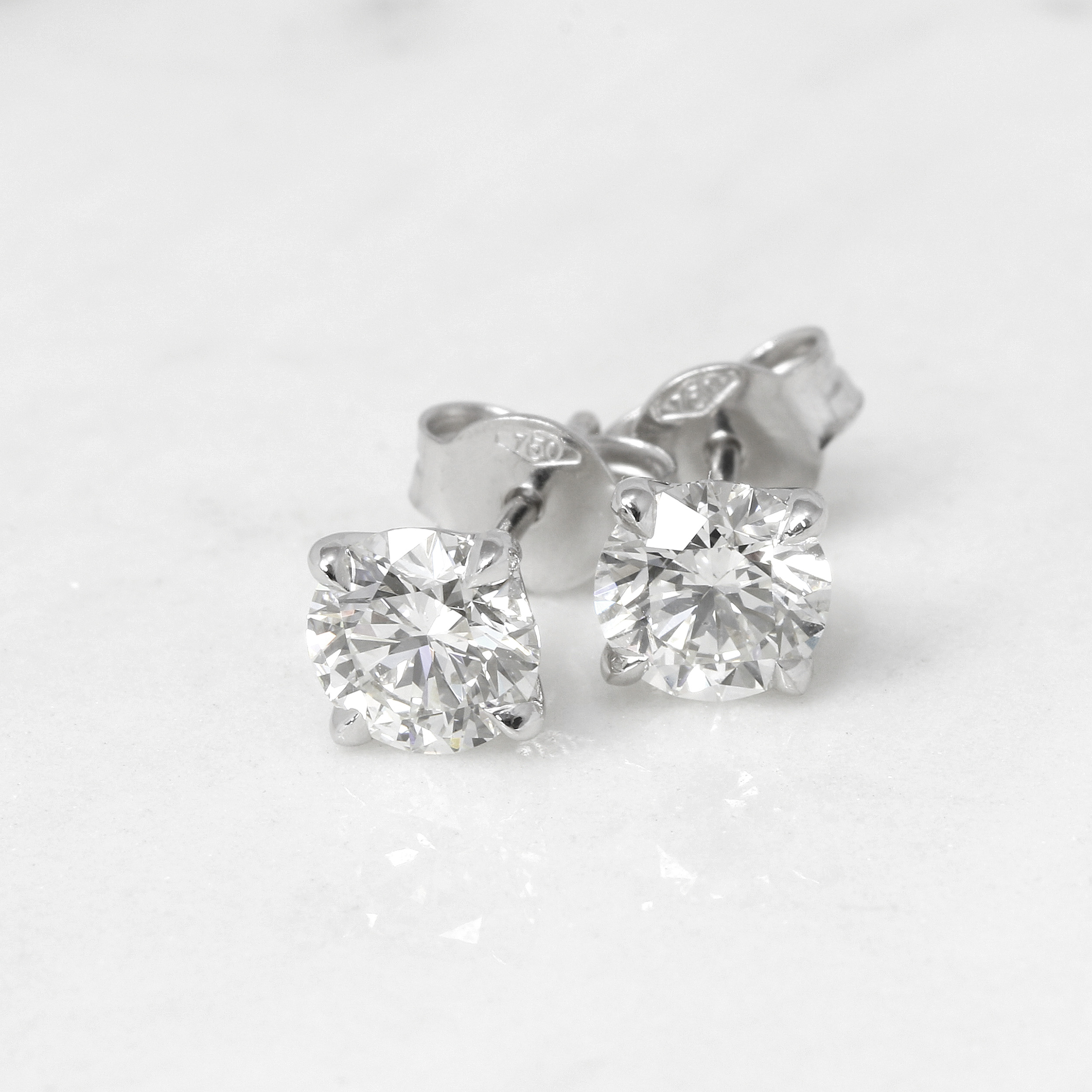 1.60ct Diamond Solitaire Stud Earrings in 18ct White Gold