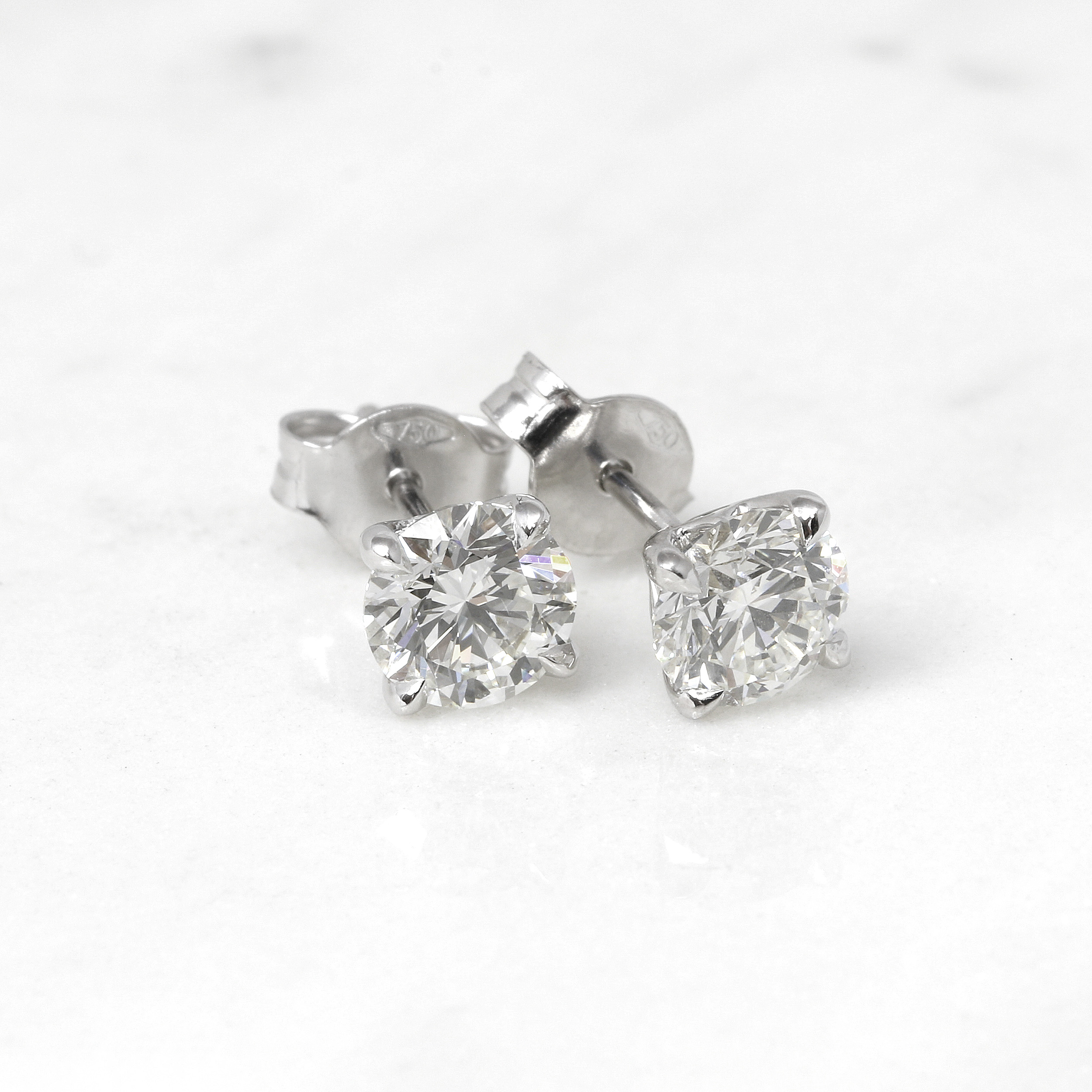 1.60ct Diamond Solitaire Stud Earrings in 18ct White Gold