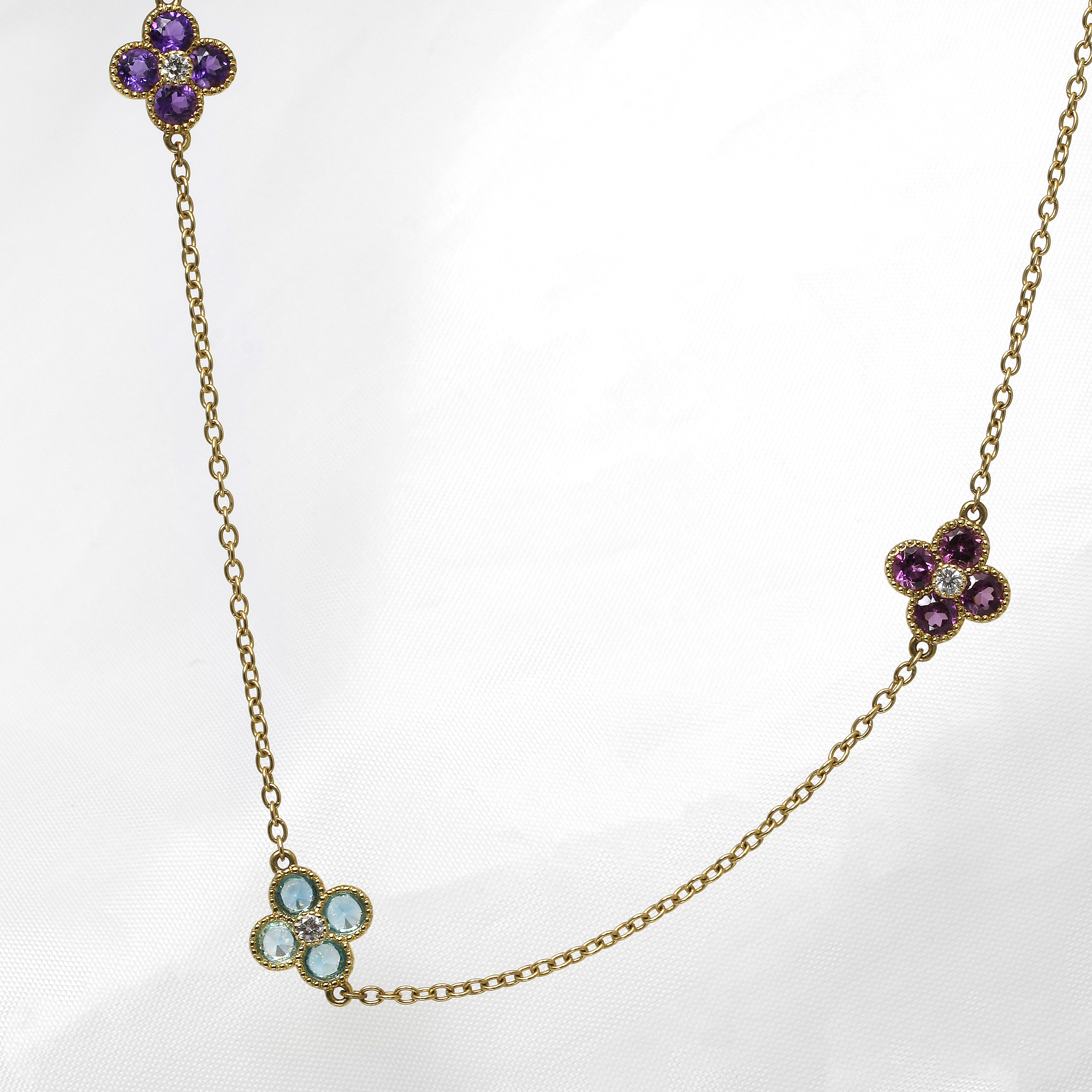 Bud and Bloom Station Necklace in Yellow Gold