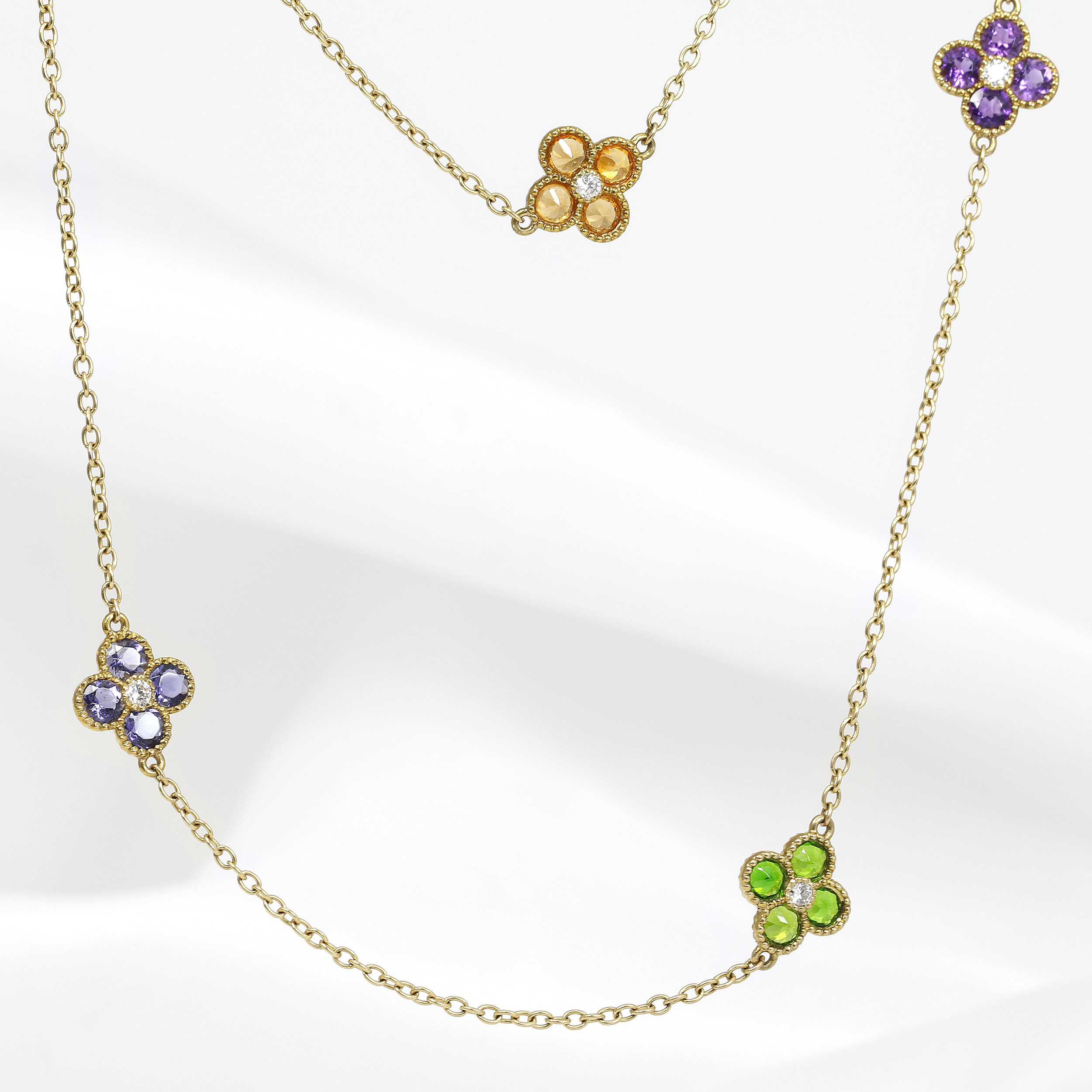 Bud and Bloom Station Necklace in Yellow Gold