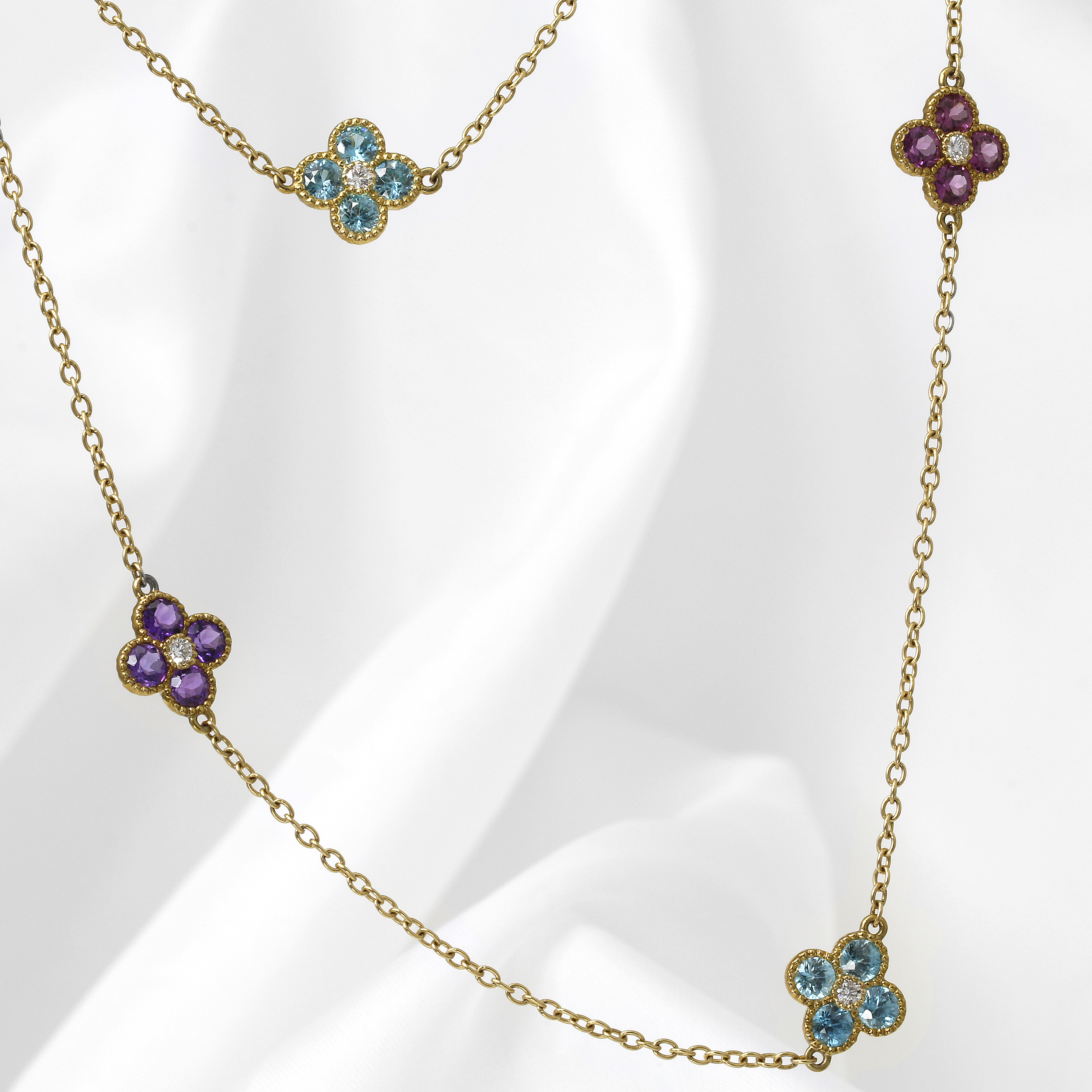 Bud and Bloom Station Necklace in Yellow Gold