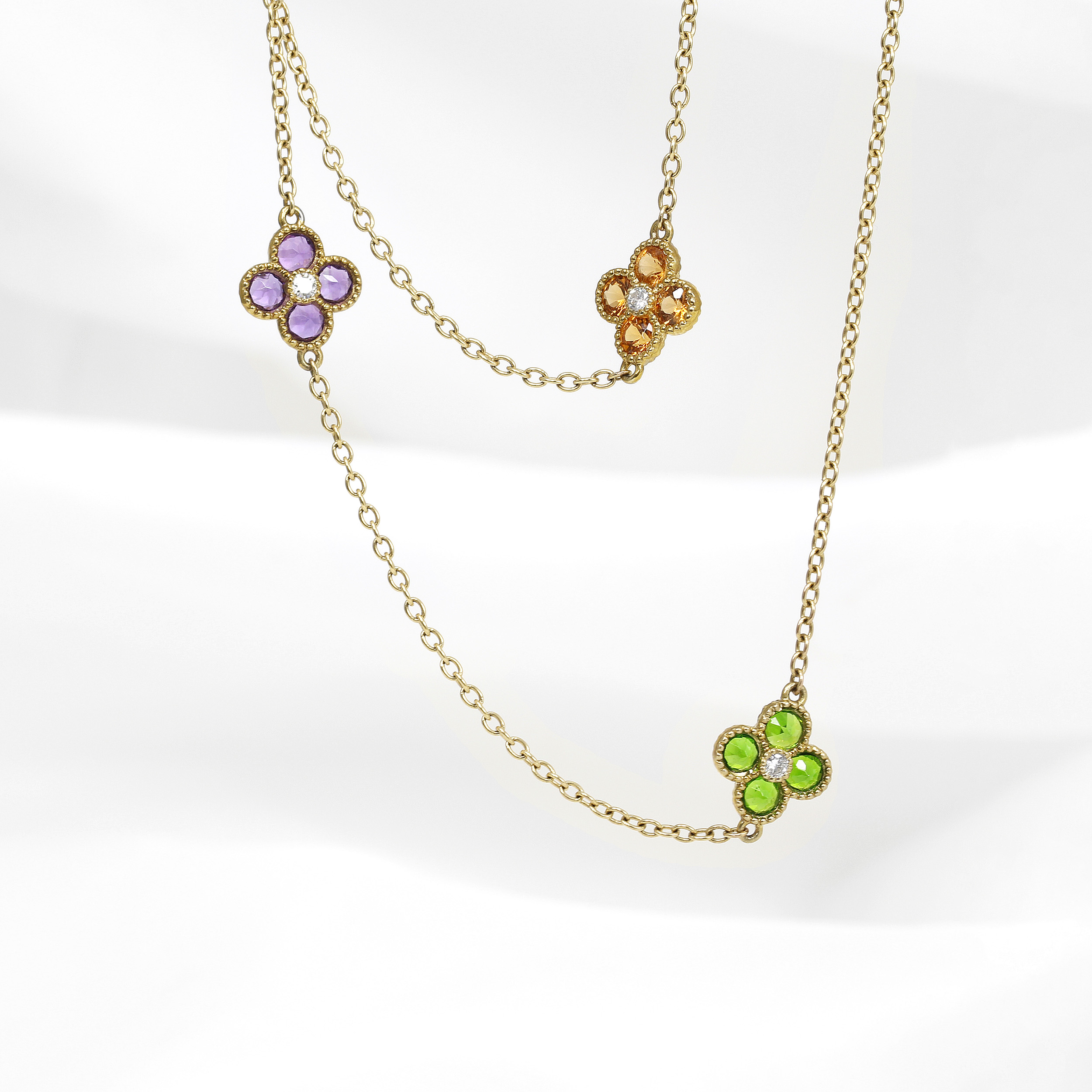 Bud and Bloom Station Necklace in Yellow Gold