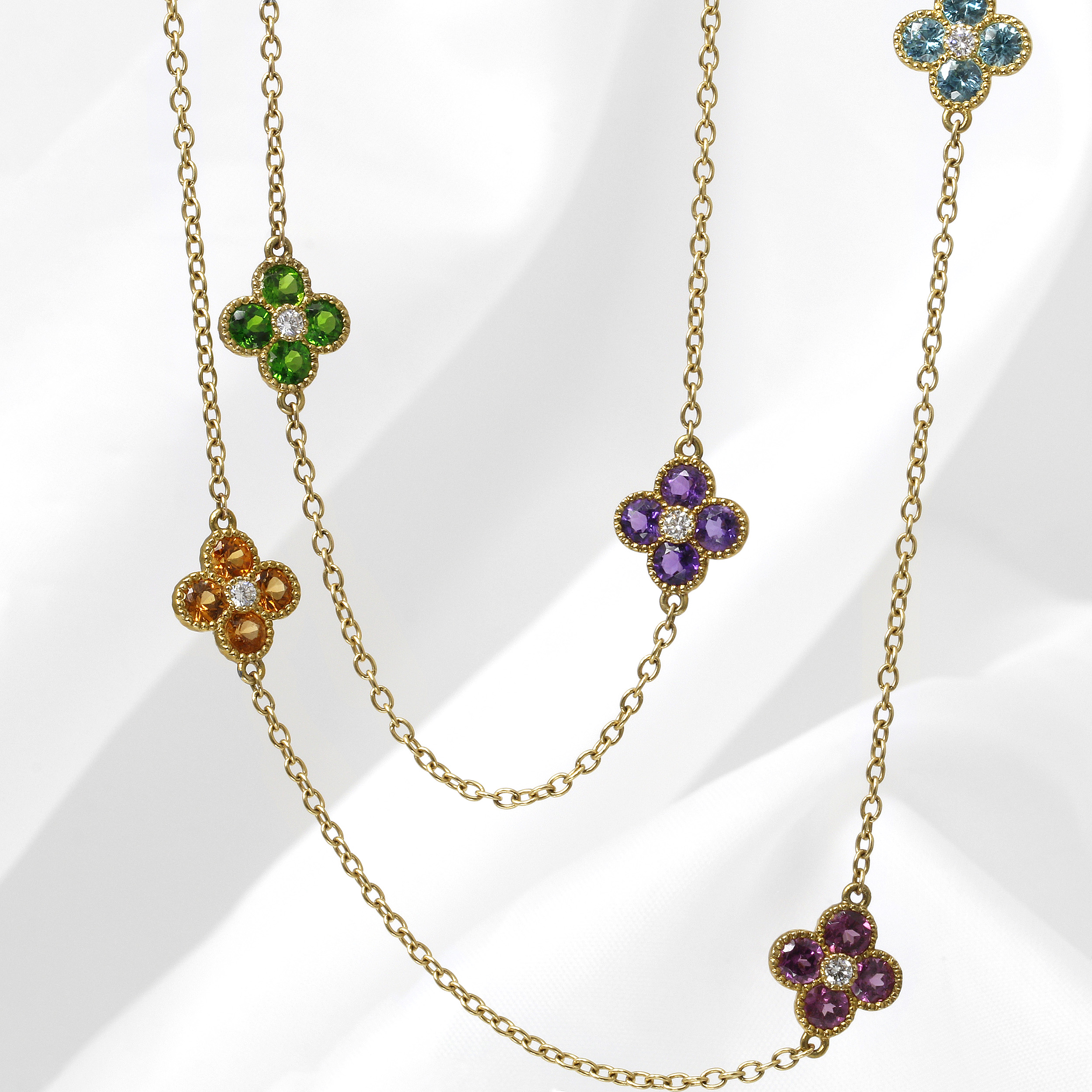 Bud and Bloom Station Necklace in Yellow Gold