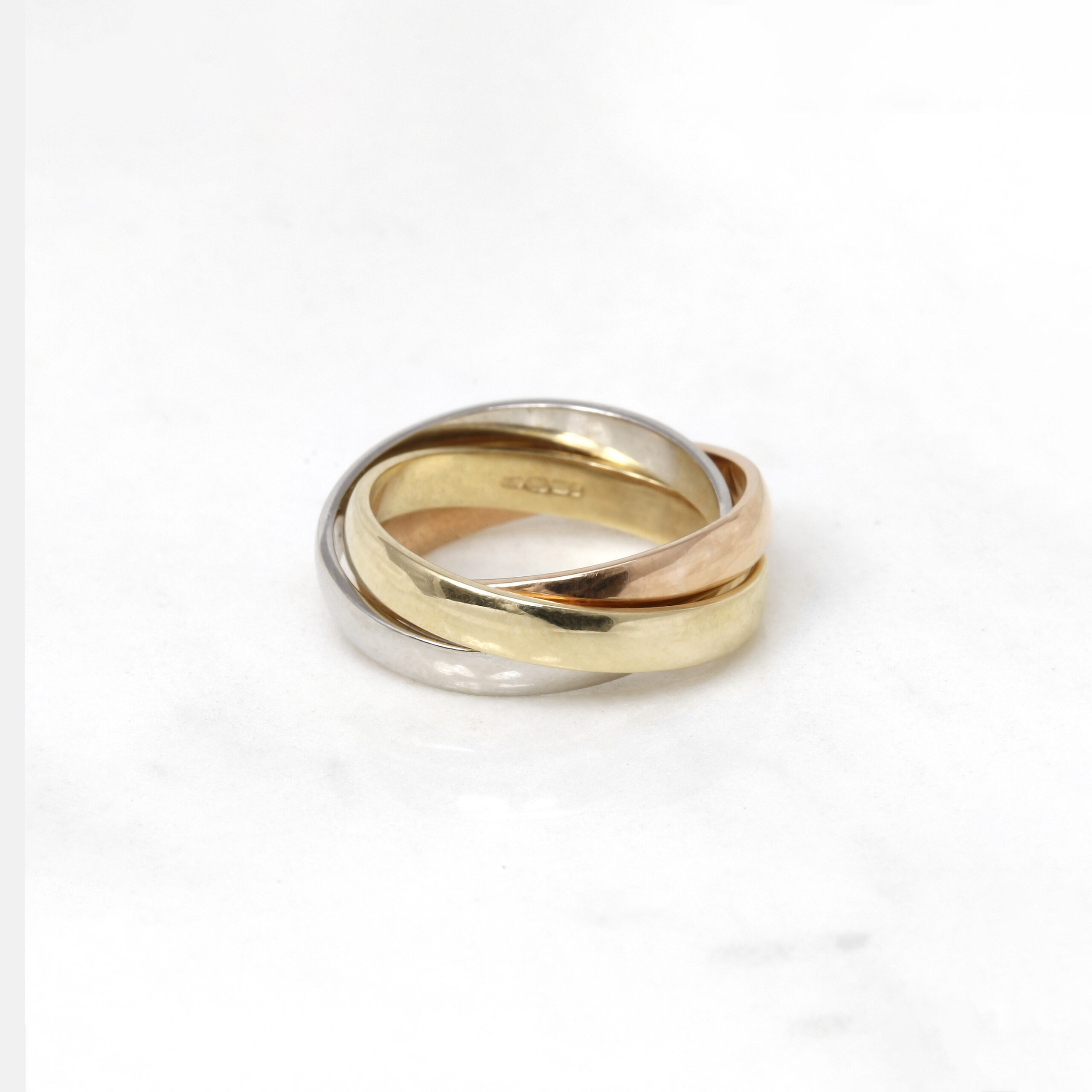 3mm Russian Wedding Ring in 9ct White, Yellow and Rose Gold