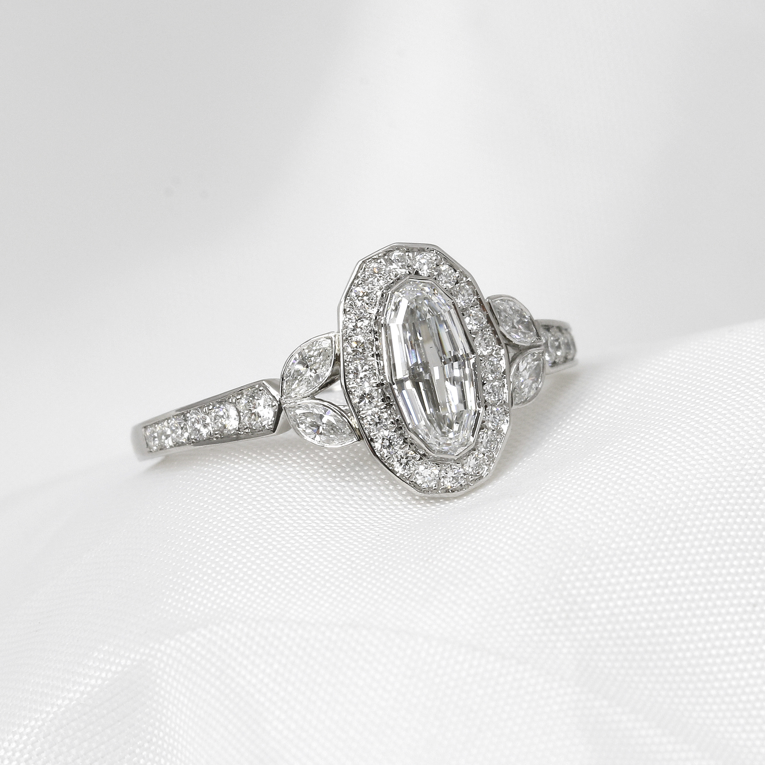 Oval Cluster Diamond Ring in Platinum