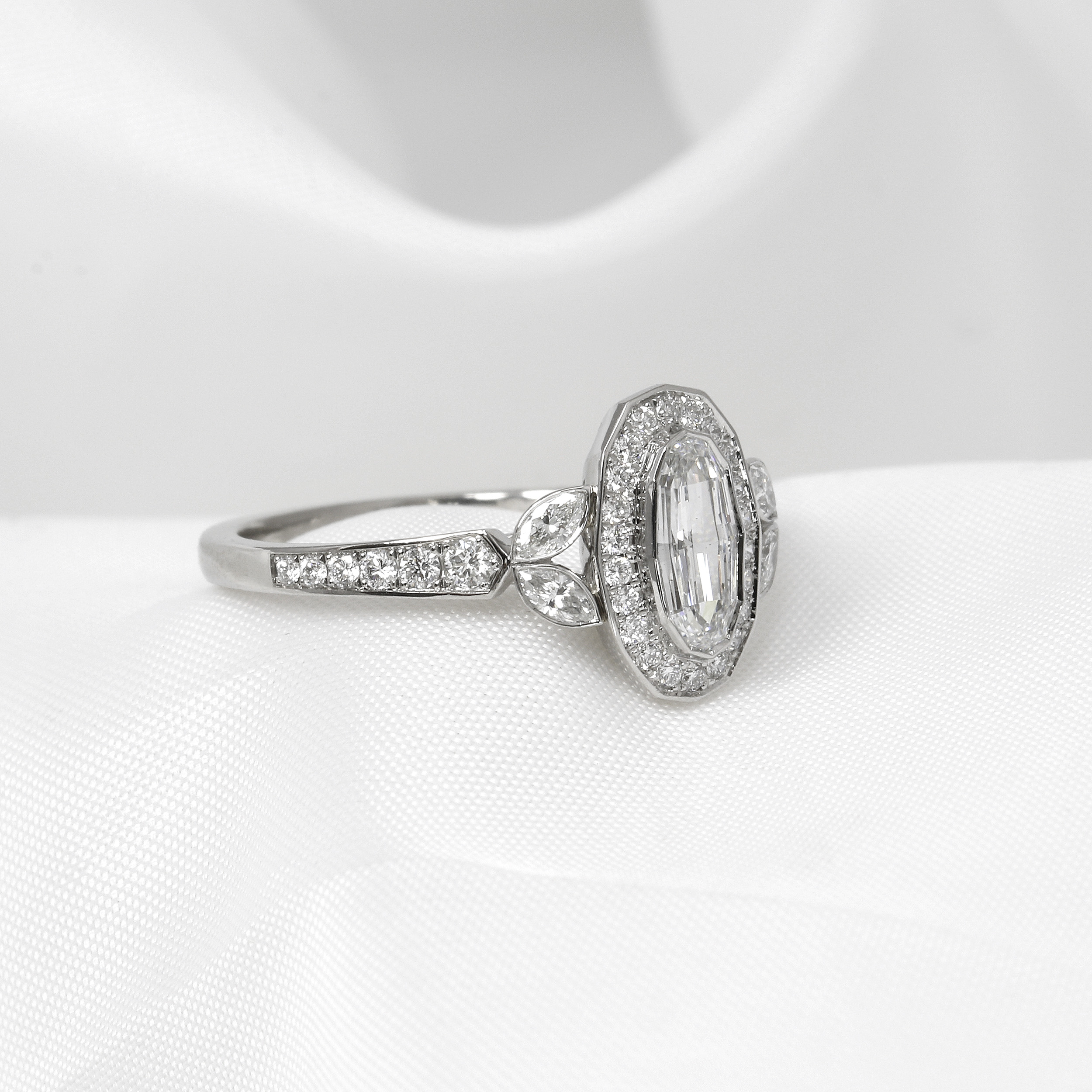 Oval Cluster Diamond Ring in Platinum