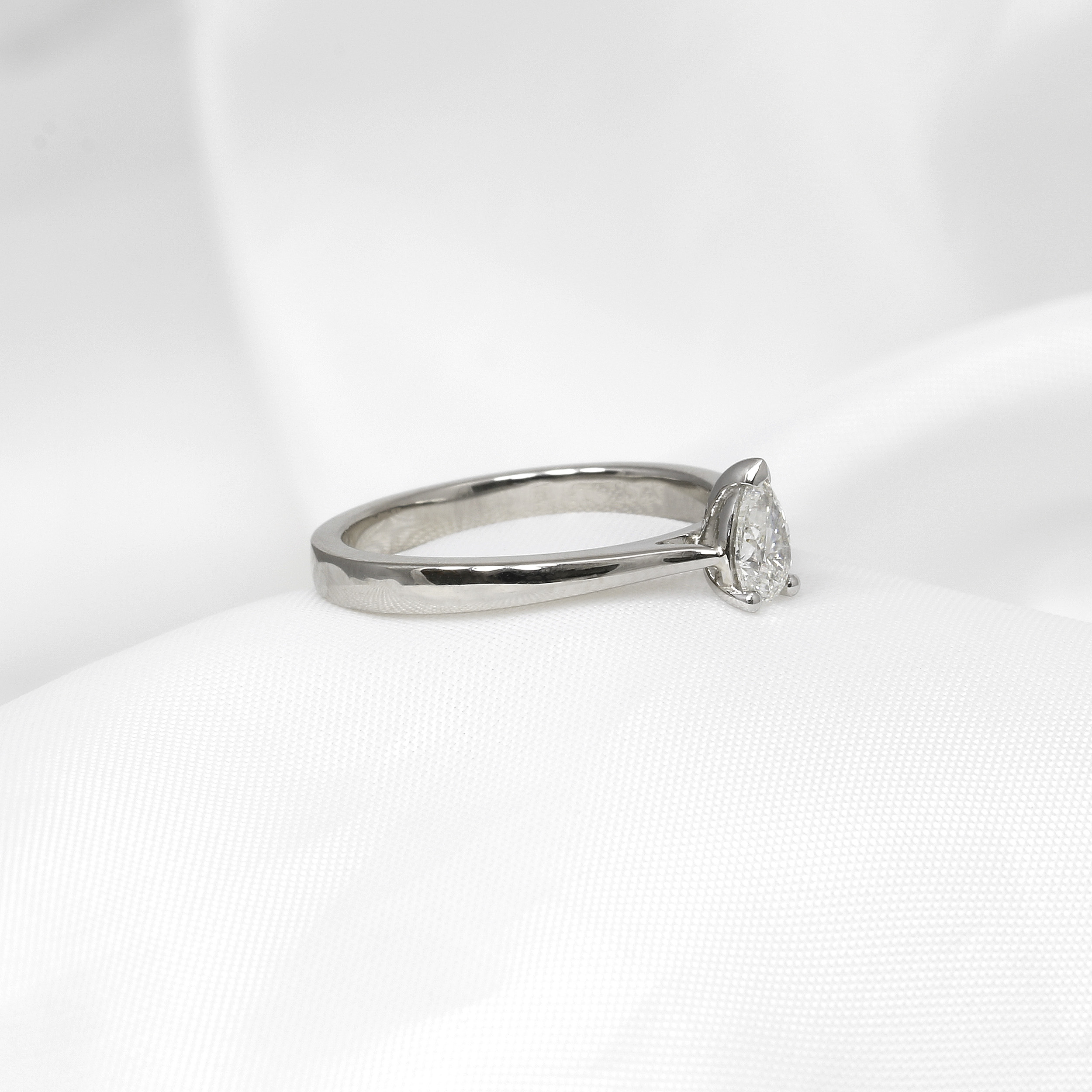 Diamond Pear Shape Solitaire Ring in platinum
