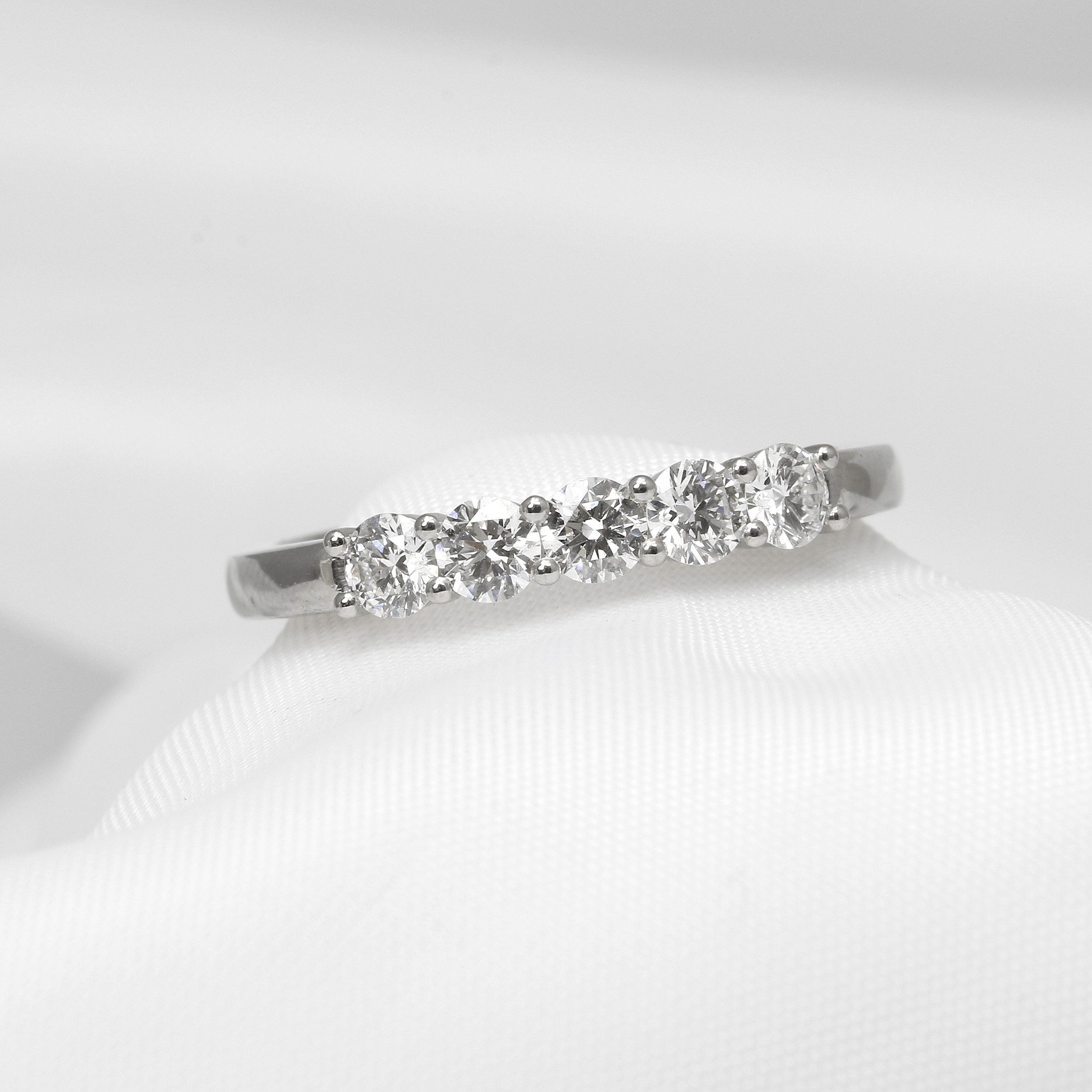 Claw Set Diamond Five Stone Ring in Platinum