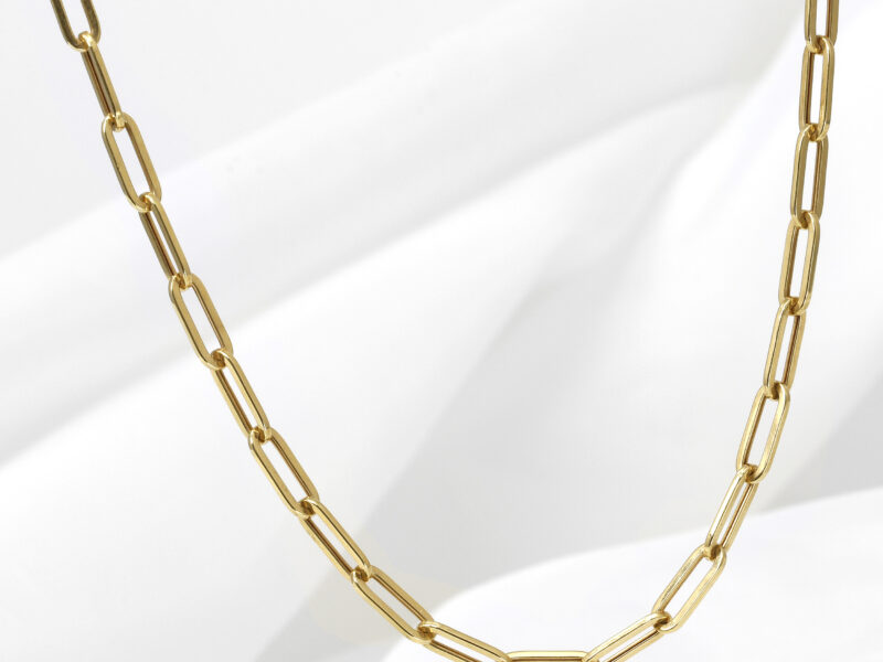 18" 9ct Yellow Gold Light Paper Link Chain